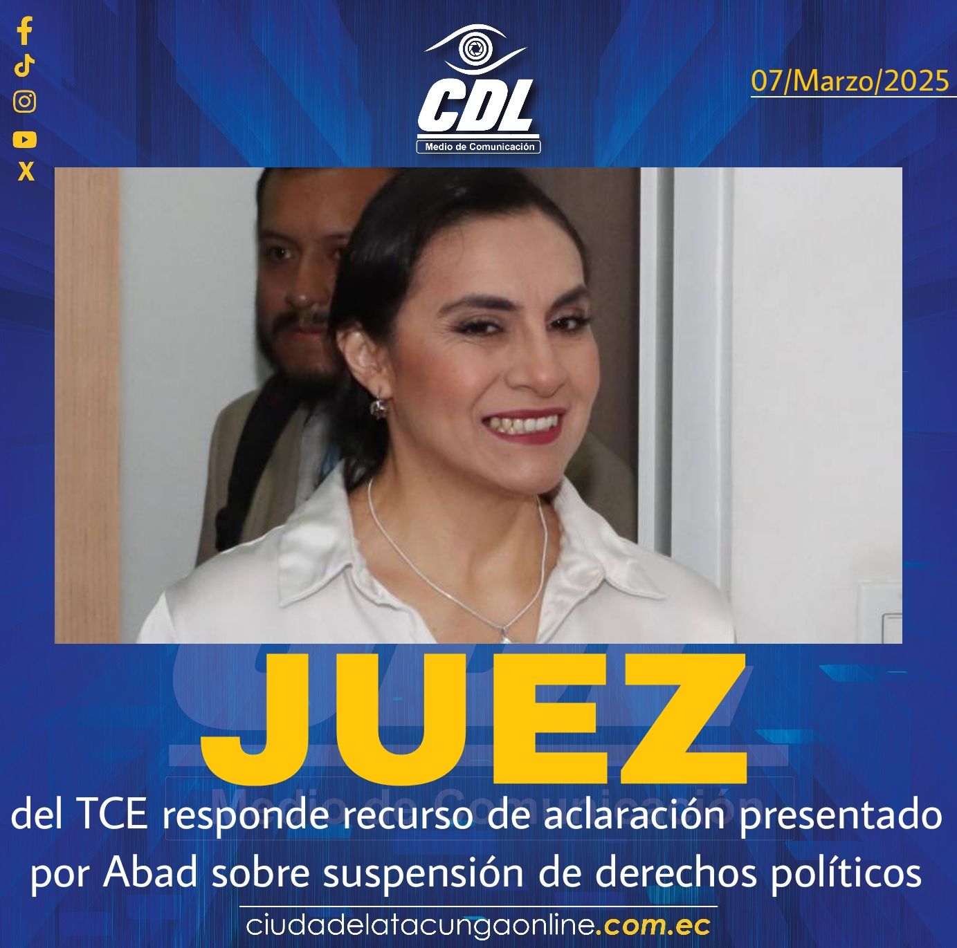 Juez del TCE responde recurso de aclaración presentado por Abad sobre suspensión de derechos políticos
