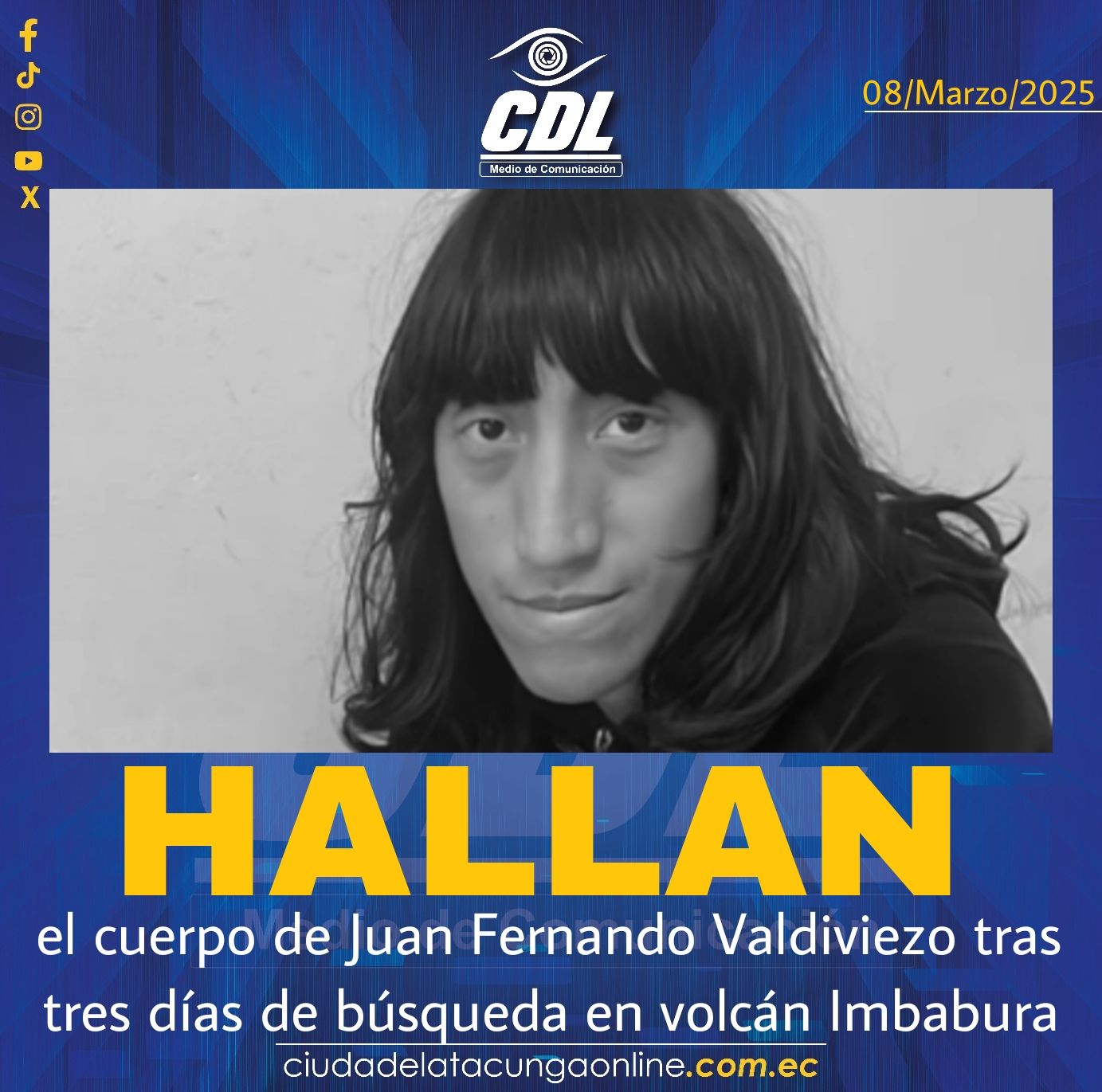 Hallan el cuerpo de Juan Fernando Valdiviezo tras tres días de búsqueda en volcán Imbabura