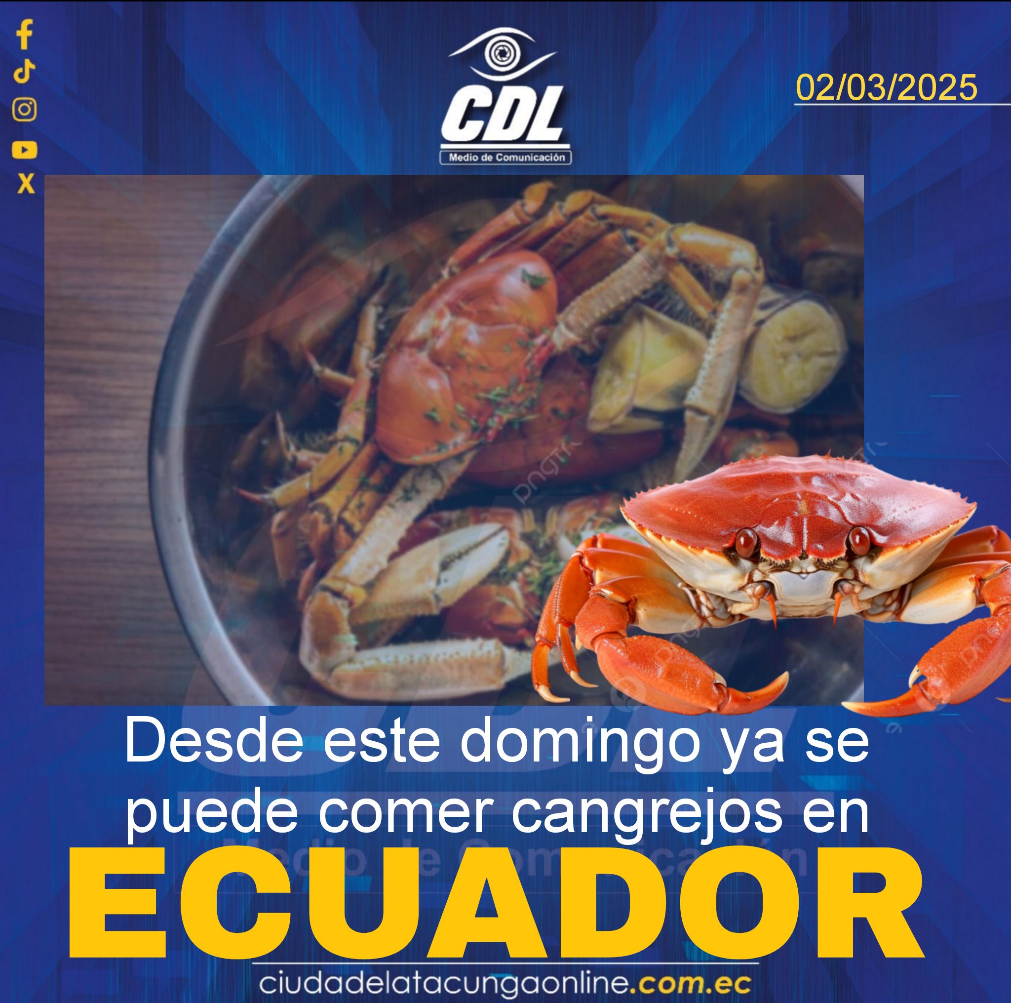 Desde este domingo ya se puede comer cangrejos en Ecuador