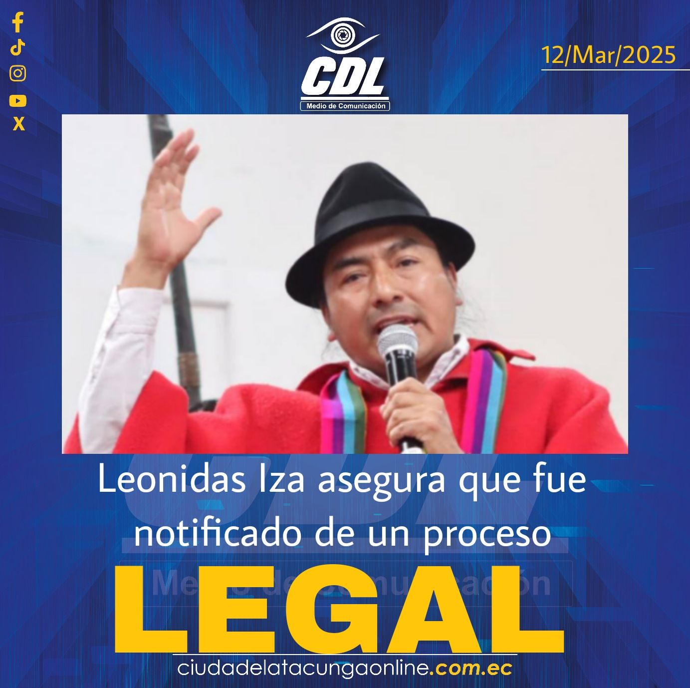 Campo Sacha | Leonidas Iza asegura que fue notificado de un proceso legal