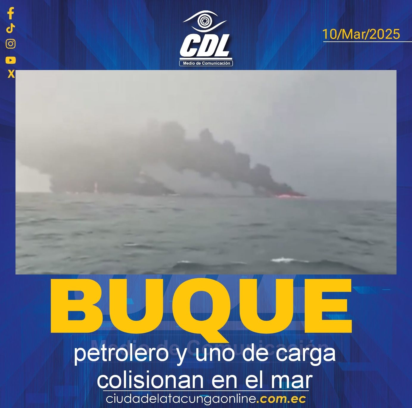 Un buque petrolero y uno de carga colisionan en el mar