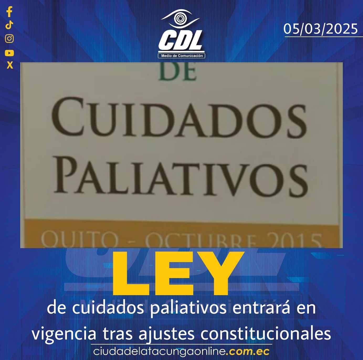 La ley de cuidados paliativos entrará en vigencia tras ajustes constitucionales