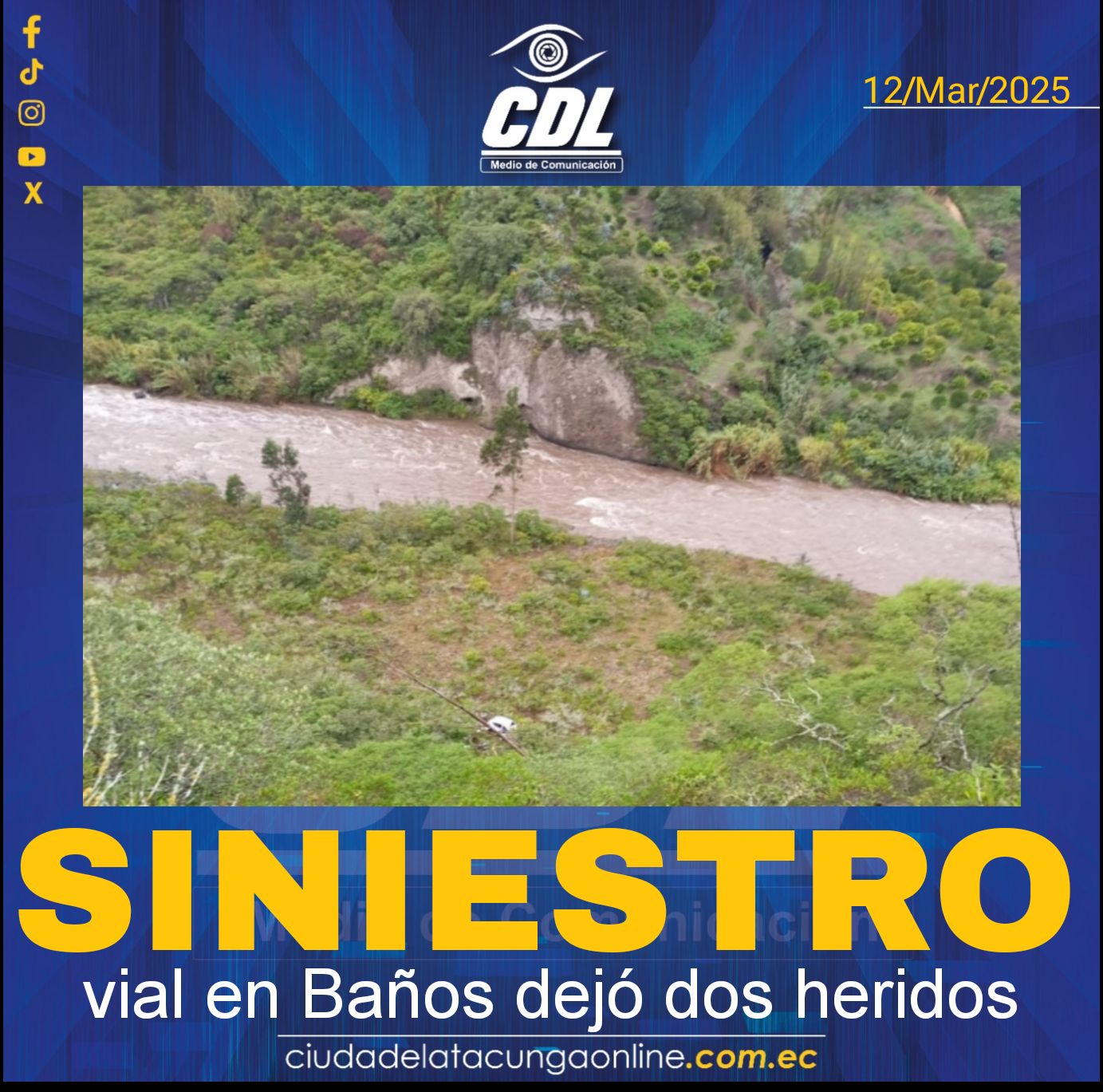 Siniestro vial en Baños dejó dos heridos