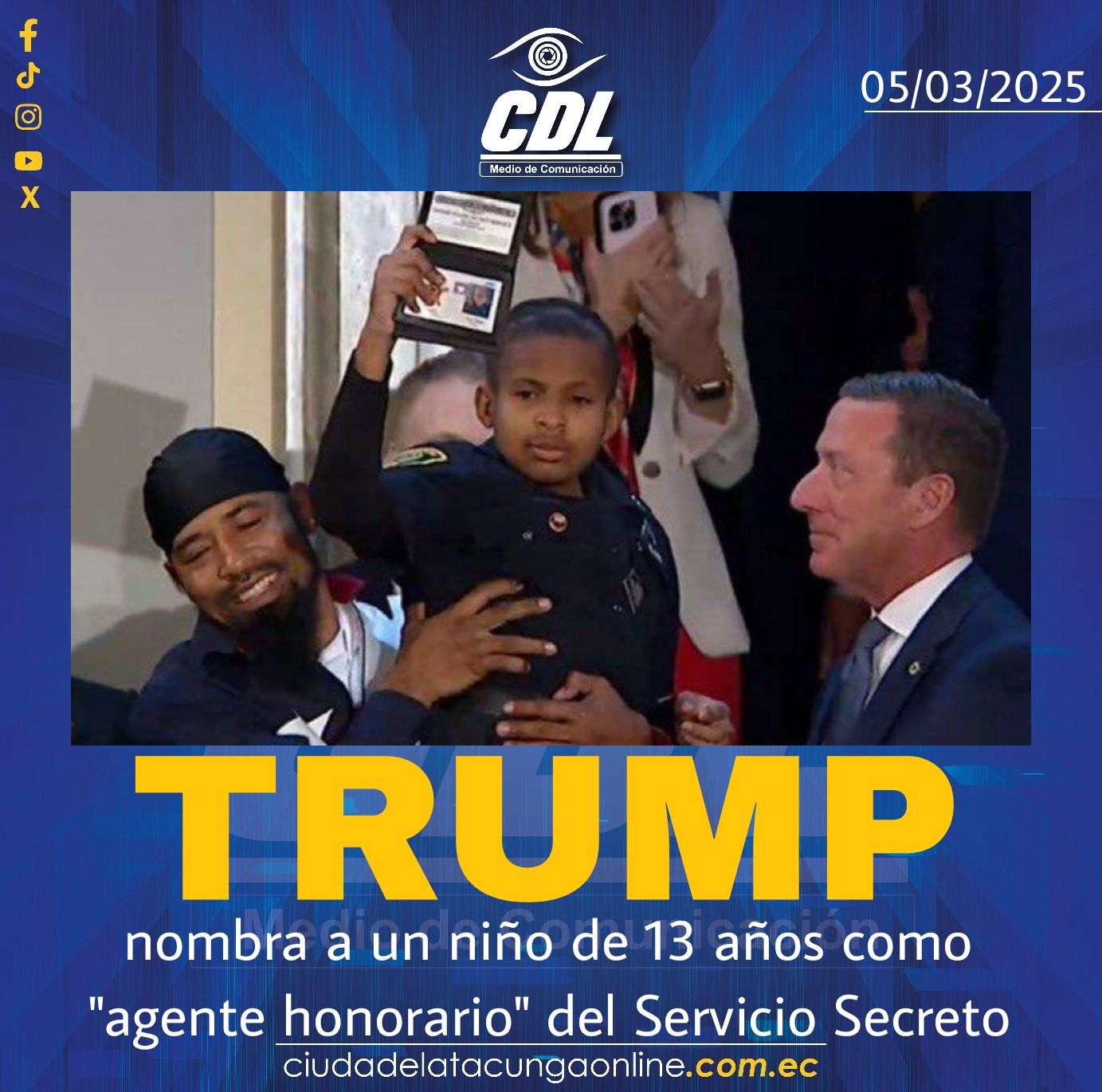 Trump nombra a un niño de 13 años como «agente honorario» del Servicio Secreto