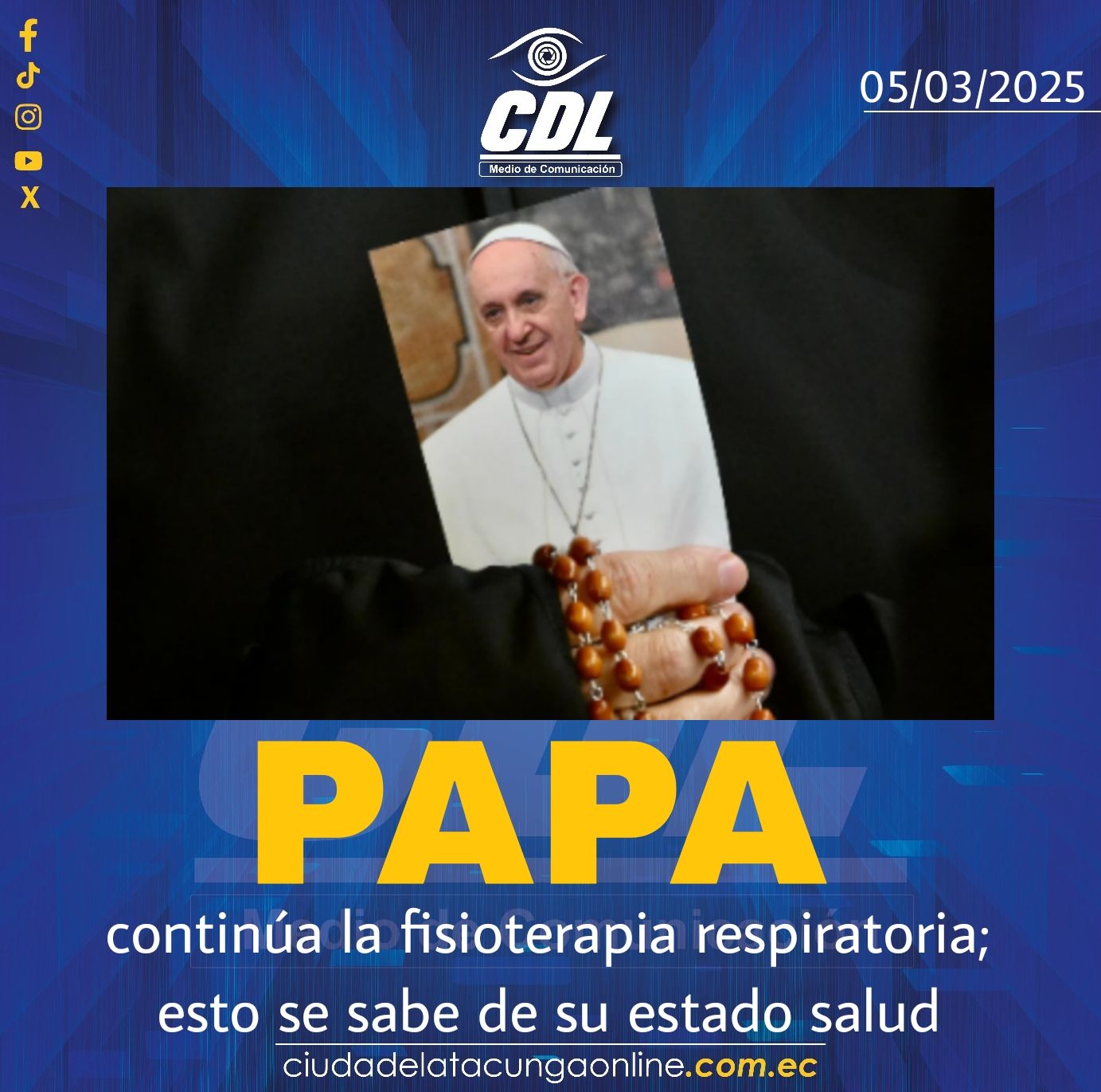 El papa continúa la fisioterapia respiratoria; esto se sabe de su estado salud