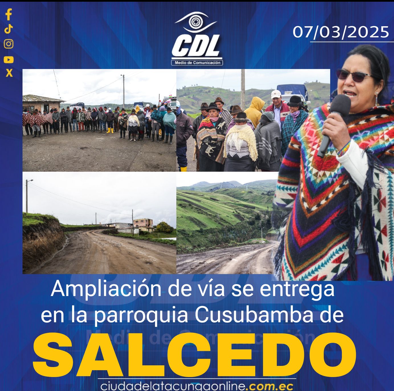 Ampliación de vía se entrega en la parroquia Cusubamba de Salcedo