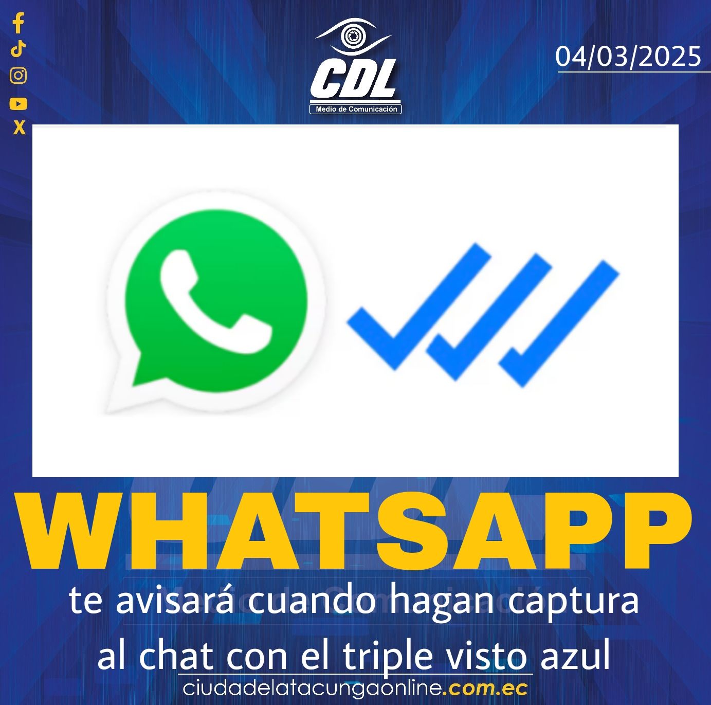 WhatsApp te avisará cuando hagan captura al chat con el triple visto azul
