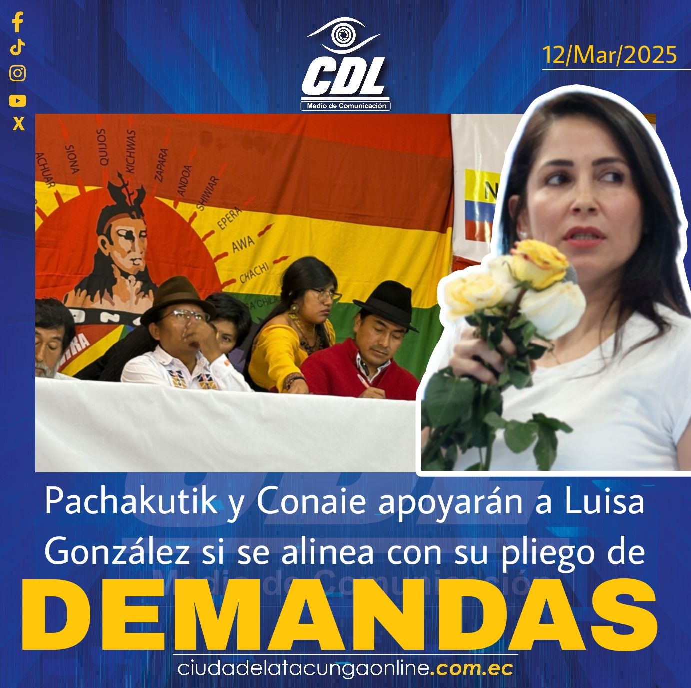 Pachakutik y Conaie apoyarán a Luisa González si se alinea con su pliego de demandas