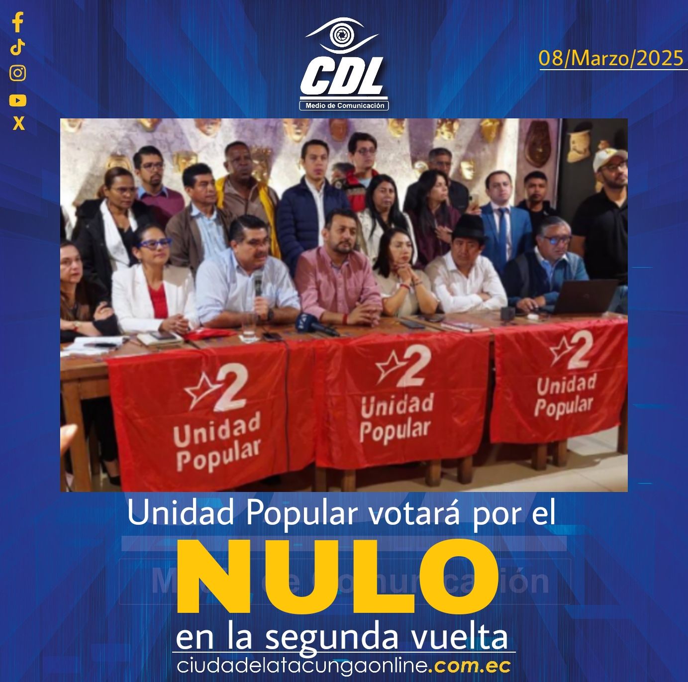 Unidad Popular votará por el nulo en la segunda vuelta