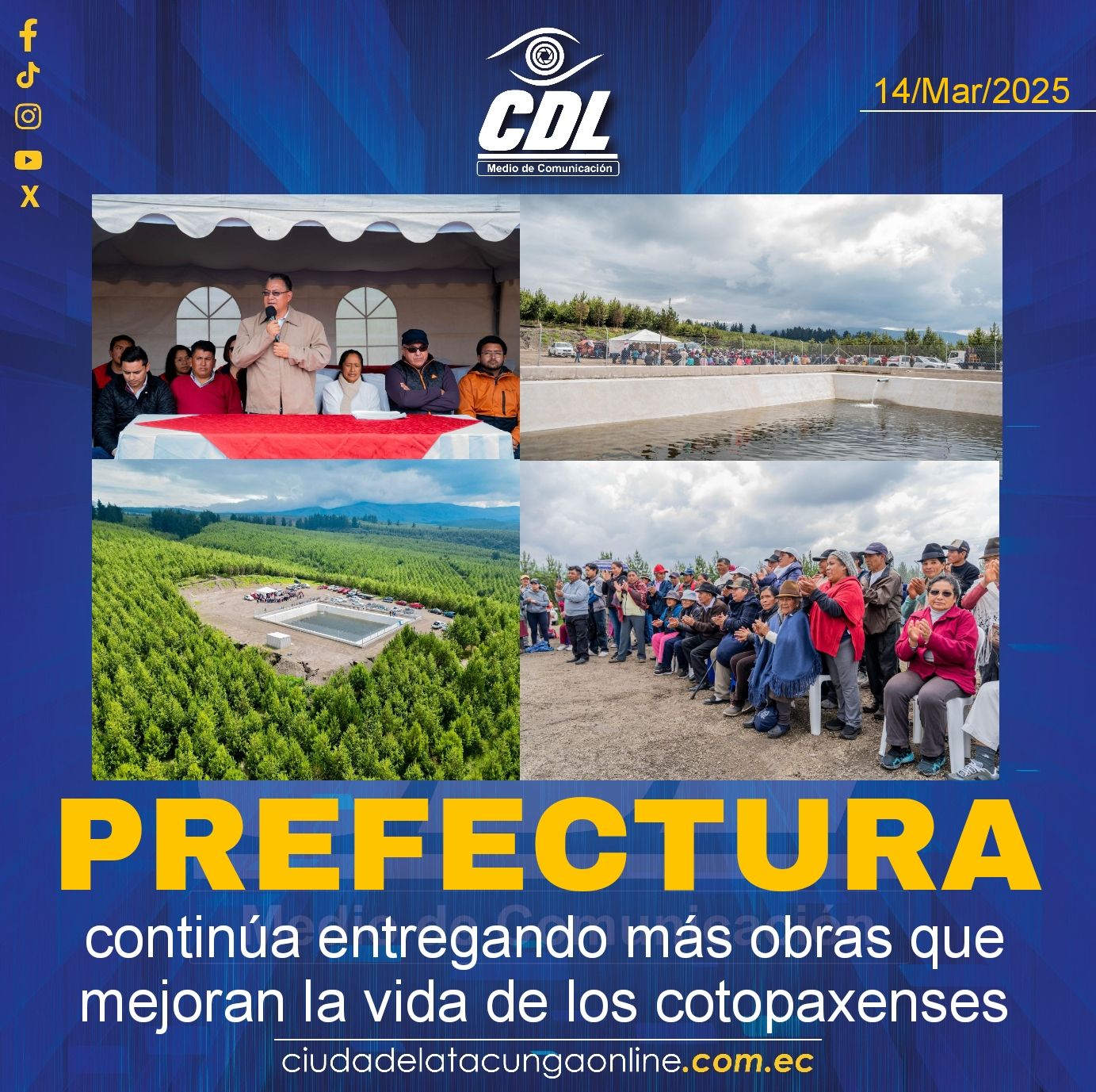 Prefectura continúa entregando más obras que mejoran la vida de los cotopaxenses