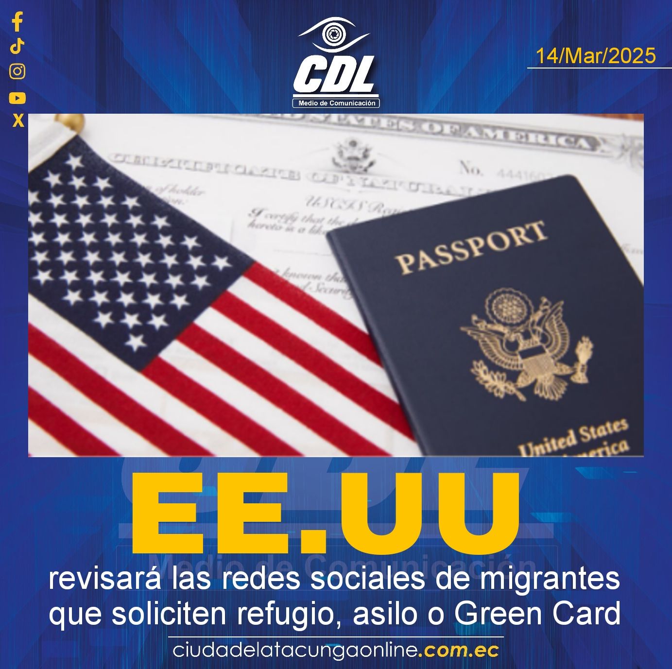 EE. UU. revisará las redes sociales de migrantes que soliciten refugio, asilo o Green Card