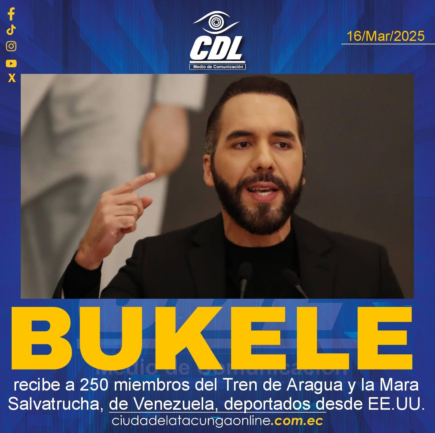 Bukele recibe a 250 miembros del Tren de Aragua y la Mara Salvatrucha, de Venezuela, deportados desde EE.UU.