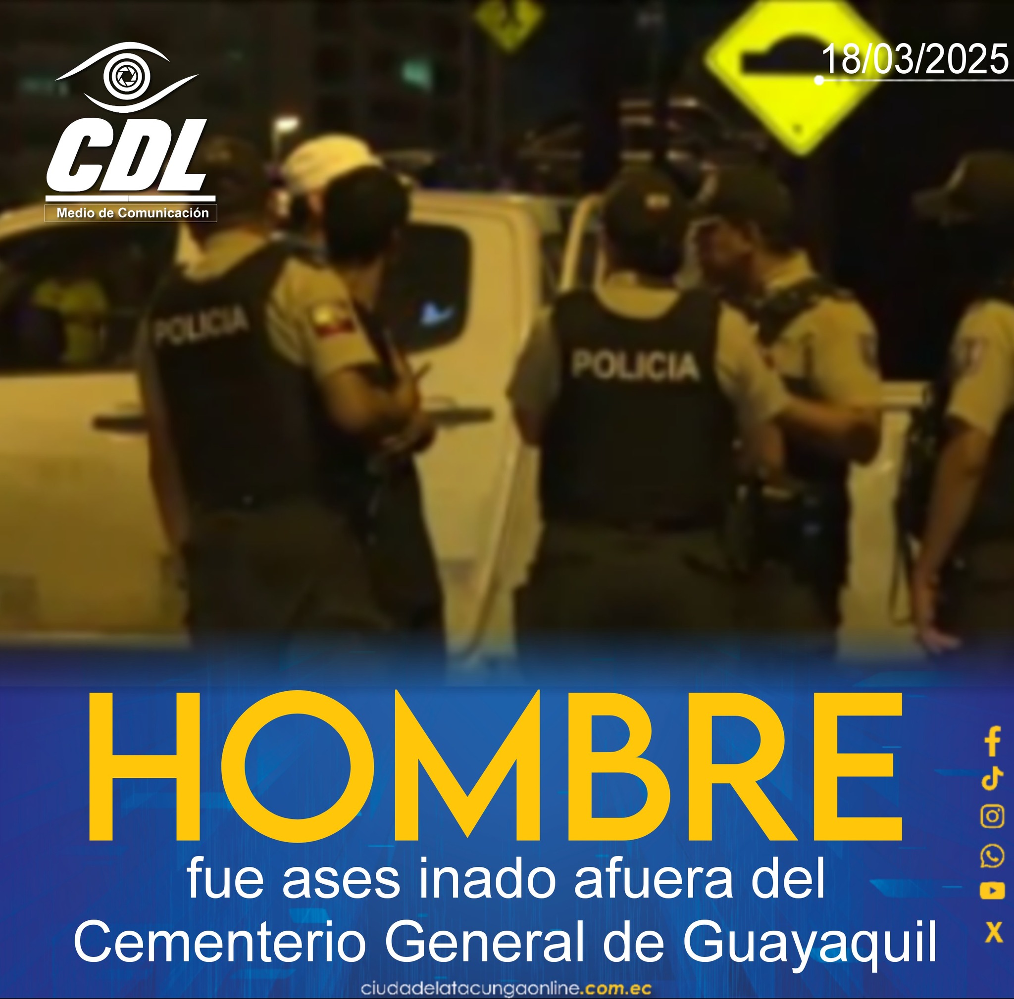 Un hombre fue ases inado afuera del Cementerio General de Guayaquil