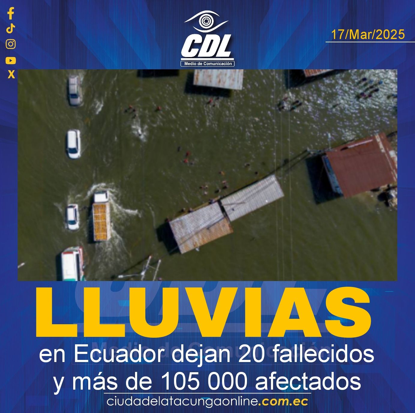 Las lluvias en Ecuador dejan 20 fallecidos y más de 105 000 afectados