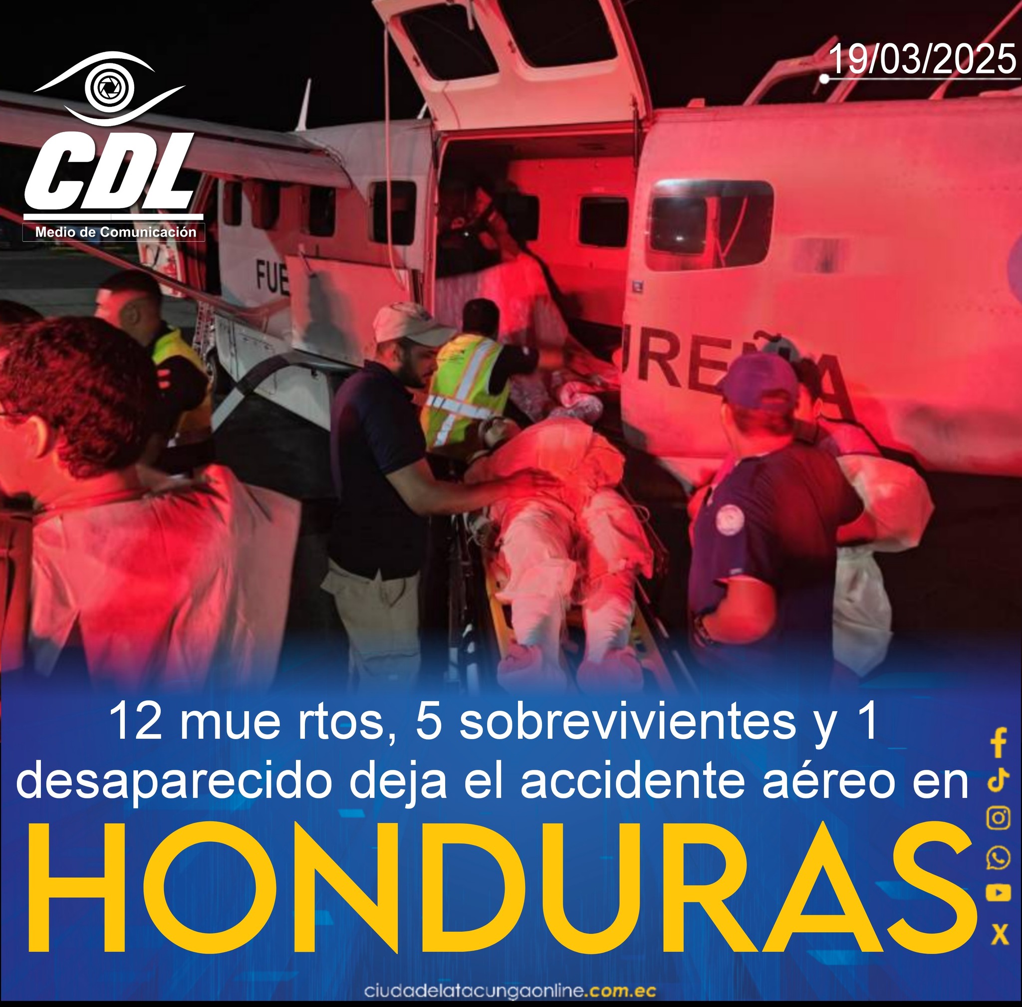 12 mue rtos, 5 sobrevivientes y 1 desaparecido deja el accidente aéreo en Honduras