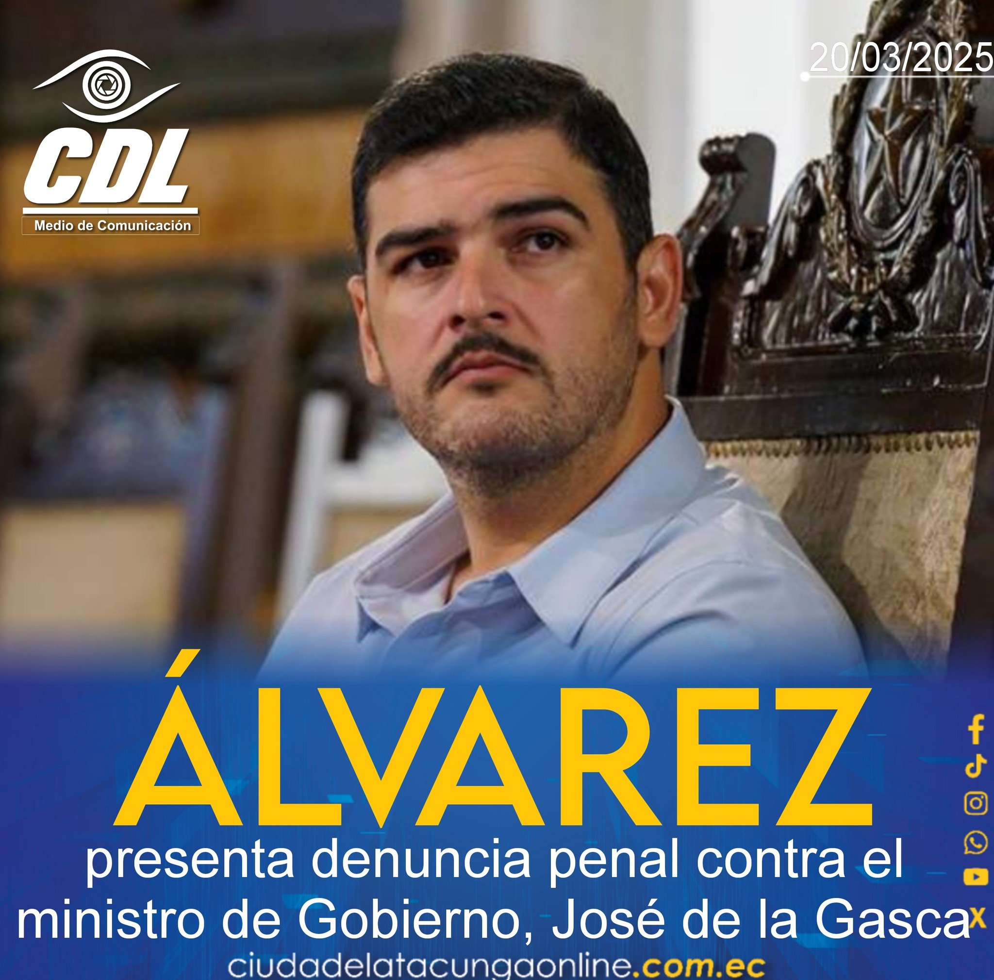 Aquiles Álvarez presenta denuncia penal contra el ministro de Gobierno, José de la Gasca