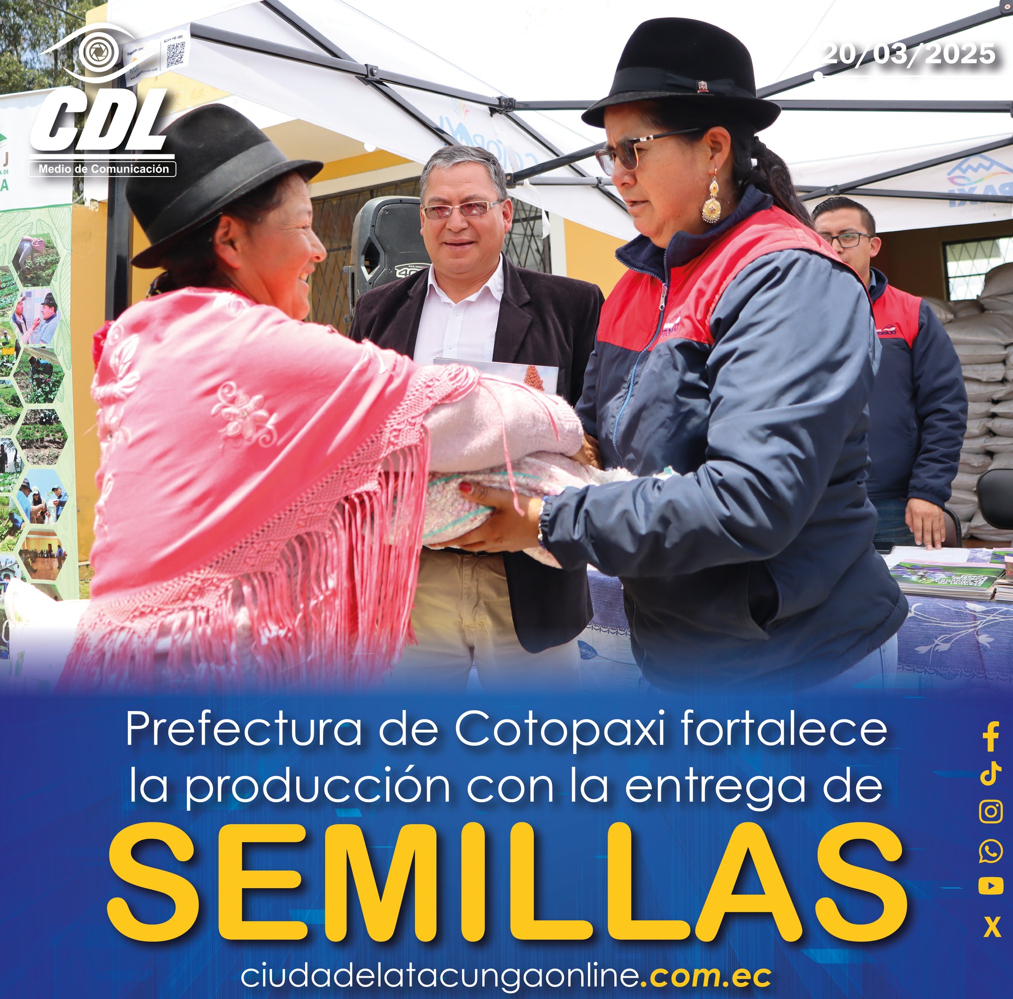 Prefectura de Cotopaxi fortalece la producción con la entrega de semillas