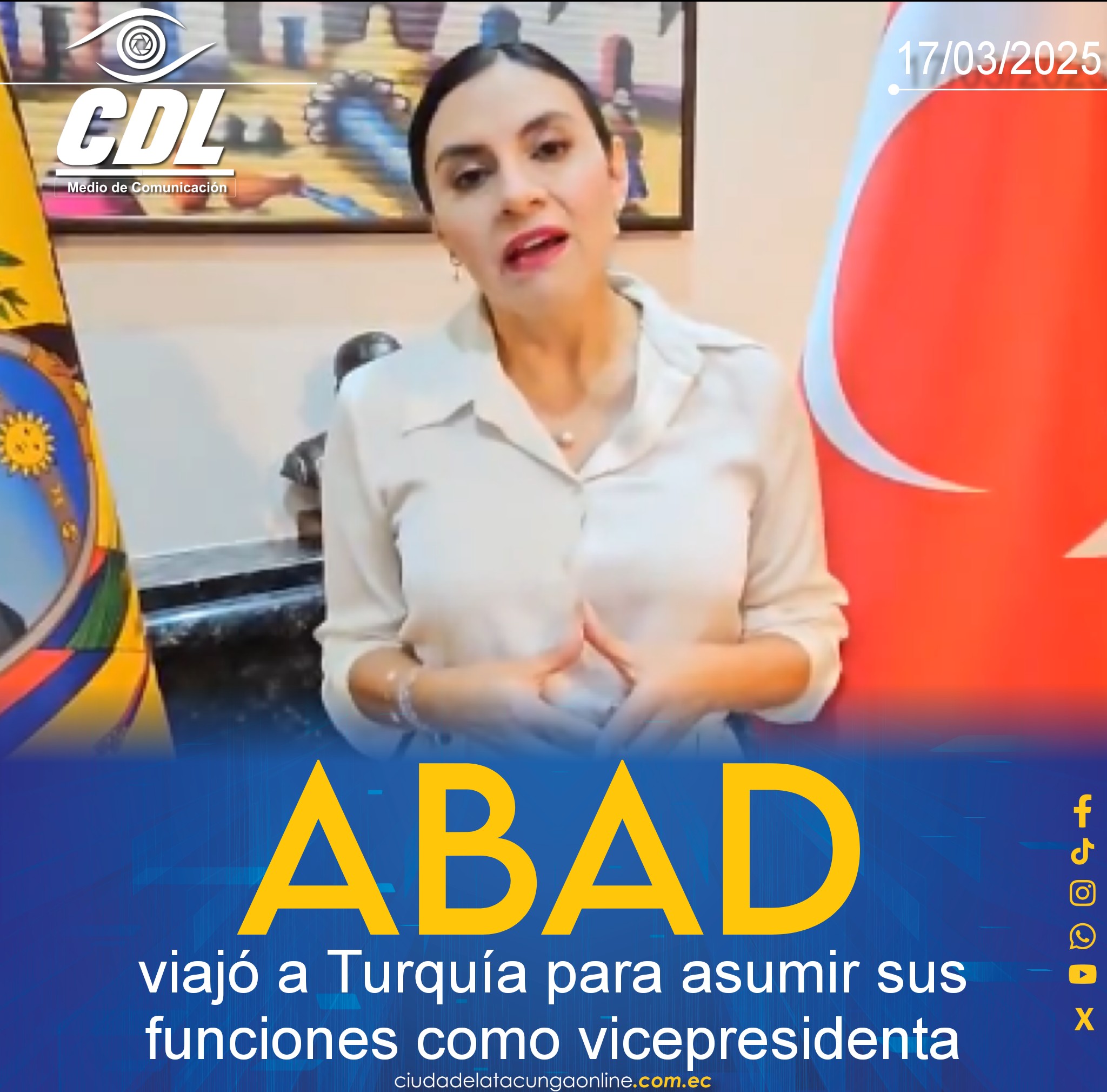 Verónica Abad viajó a Turquía para asumir sus funciones como vicepresidenta