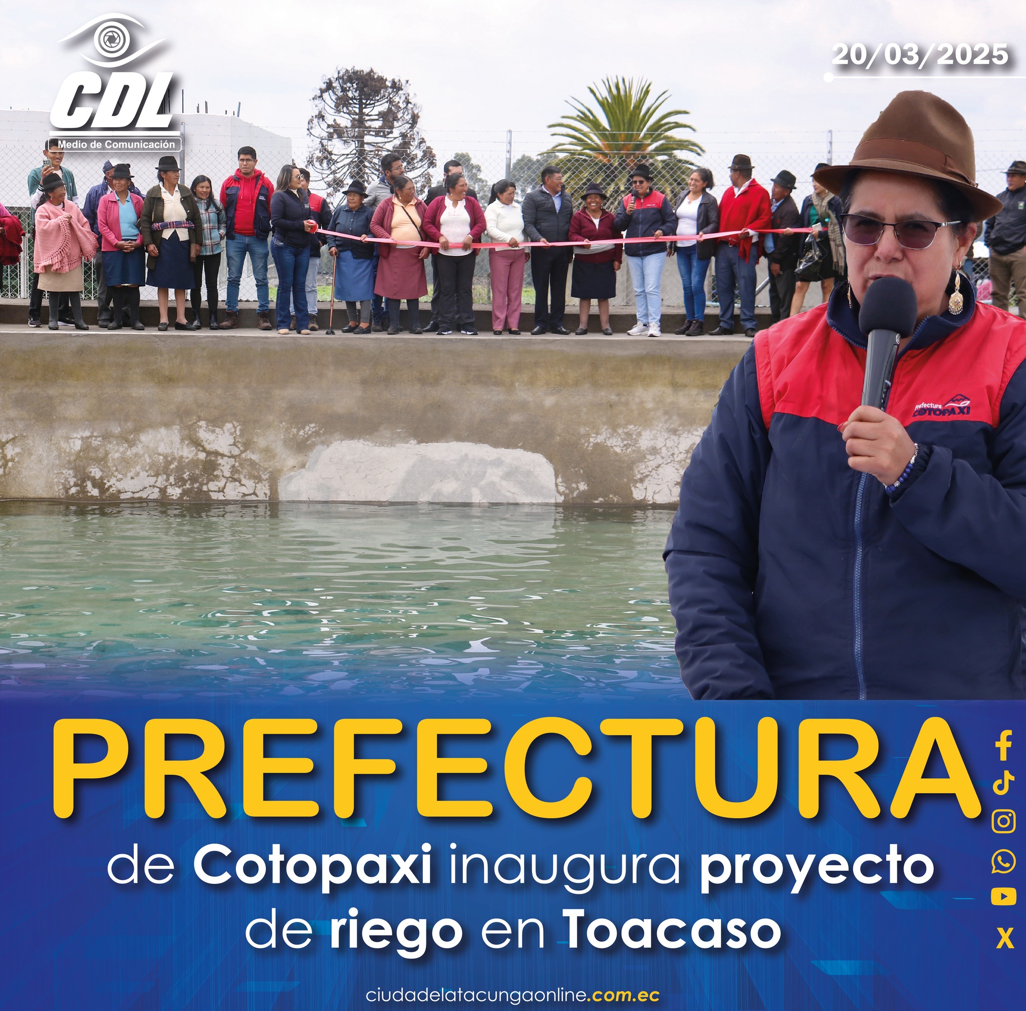 Prefectura de Cotopaxi inaugura proyecto de riego en Toacaso