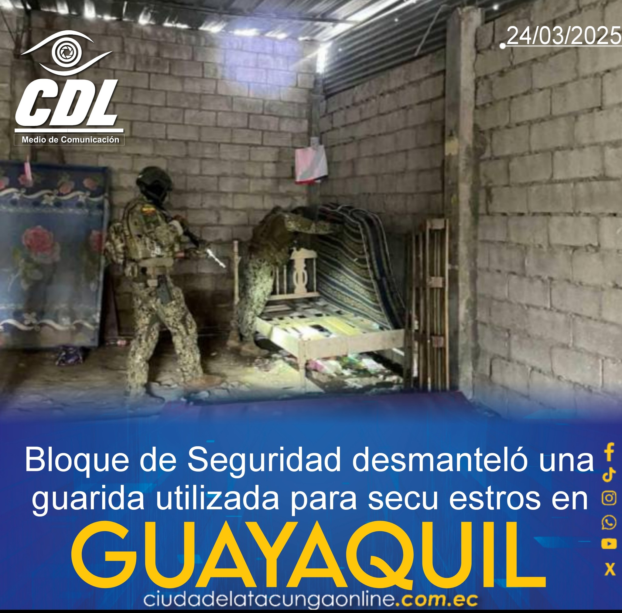 Bloque de Seguridad desmanteló una guarida utilizada para secuestros en Guayaquil