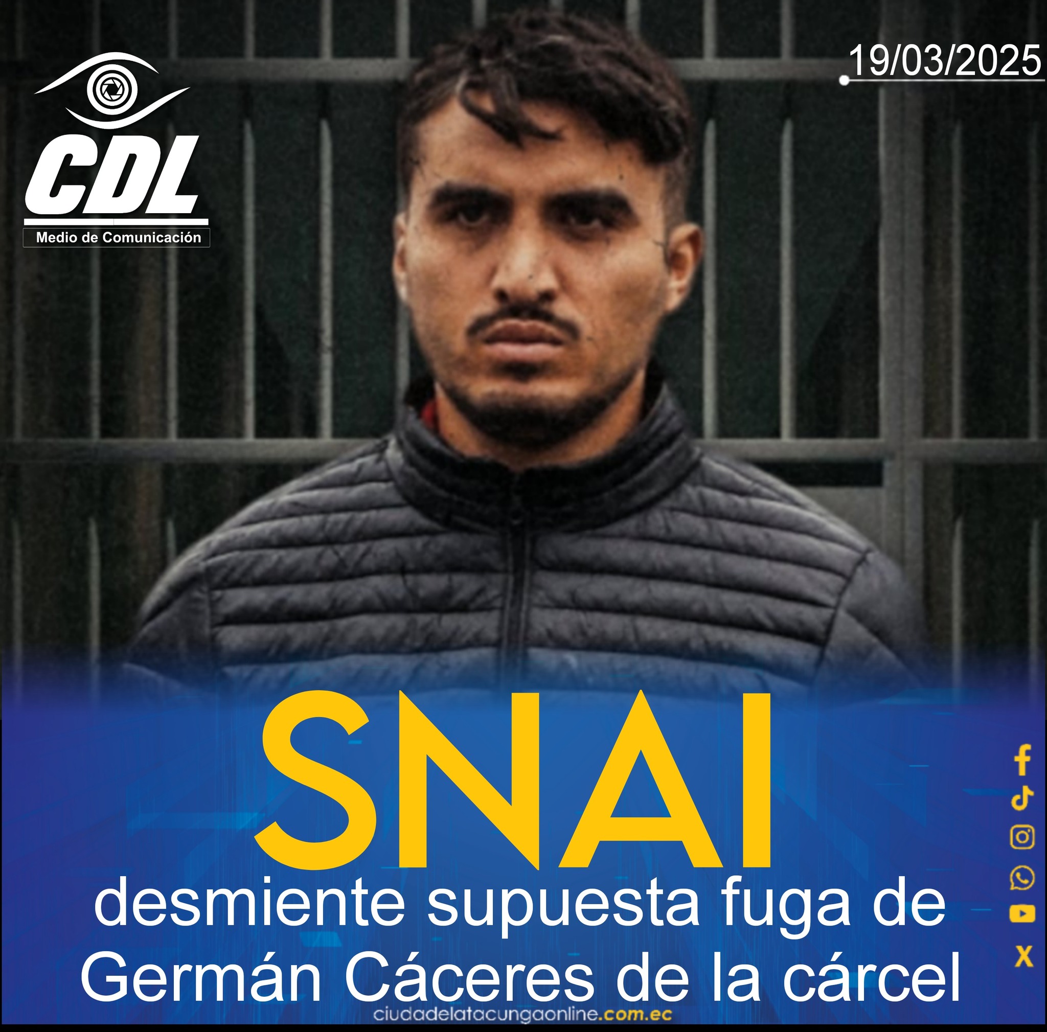 SNAI desmiente supuesta fuga de Germán Cáceres de la cárcel