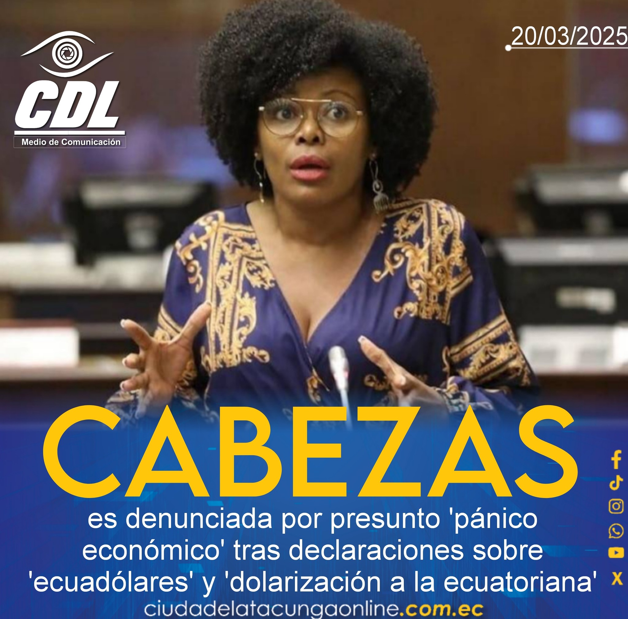 Paola Cabezas es denunciada por presunto ‘pánico económico’ tras declaraciones sobre ‘ecuadólares’ y ‘dolarización a la ecuatoriana’