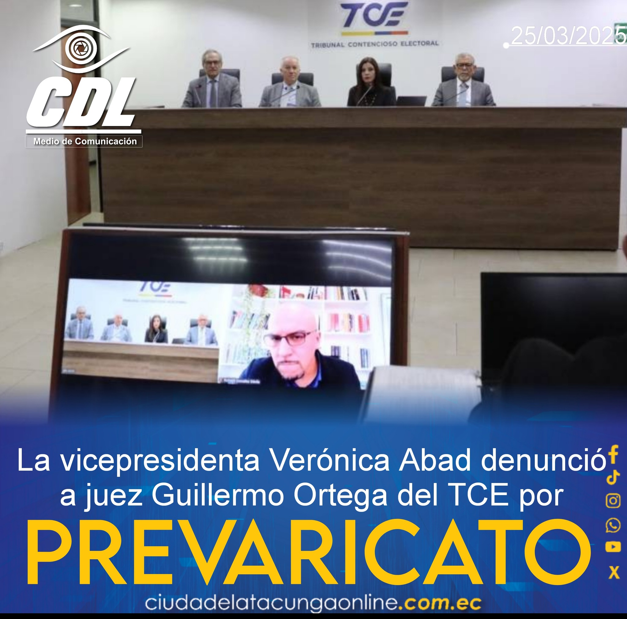 La vicepresidenta Verónica Abad denunció a juez Guillermo Ortega del TCE por prevaricato