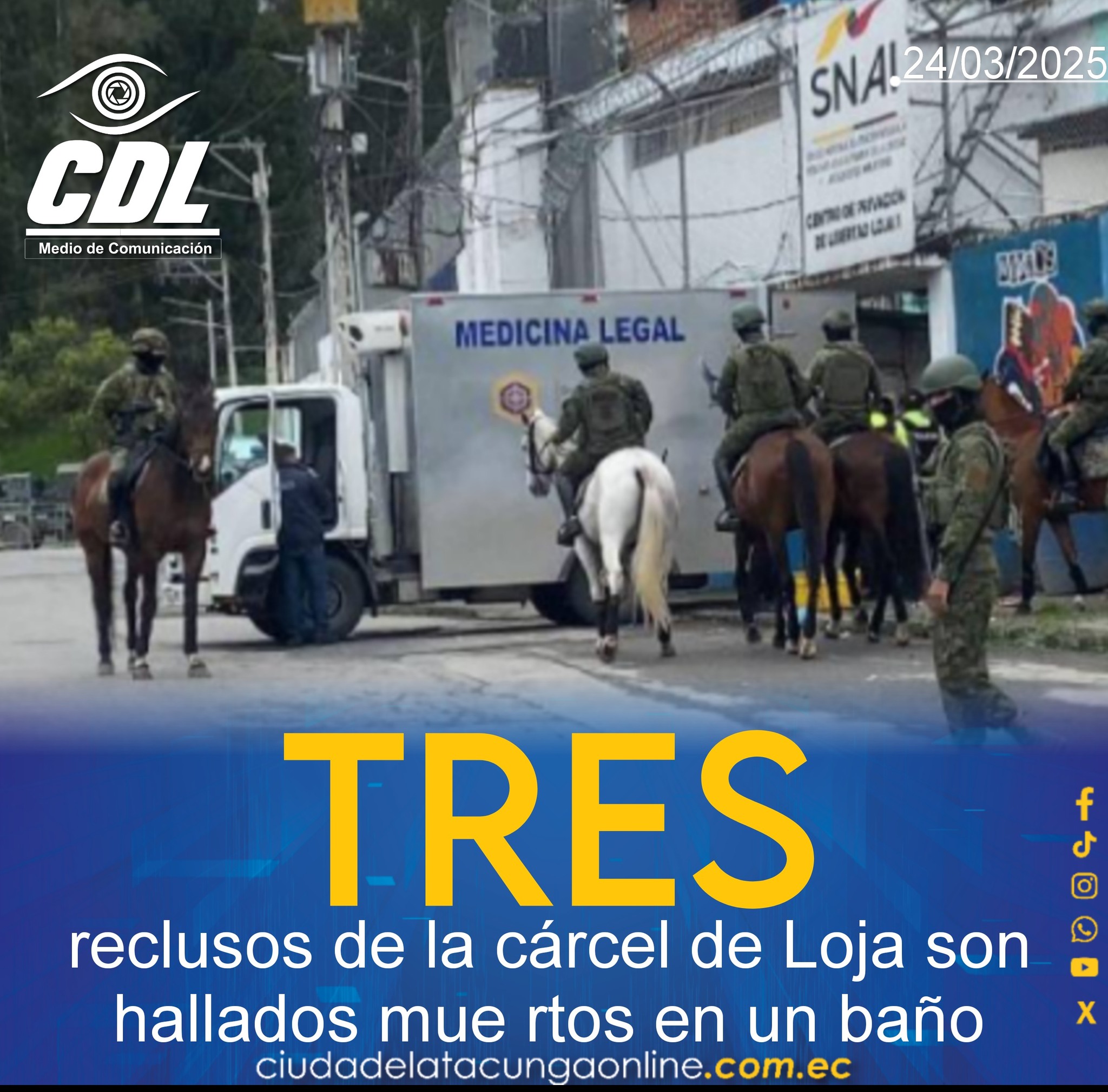 Tres reclusos de la cárcel de Loja son hallados mue rtos en un baño