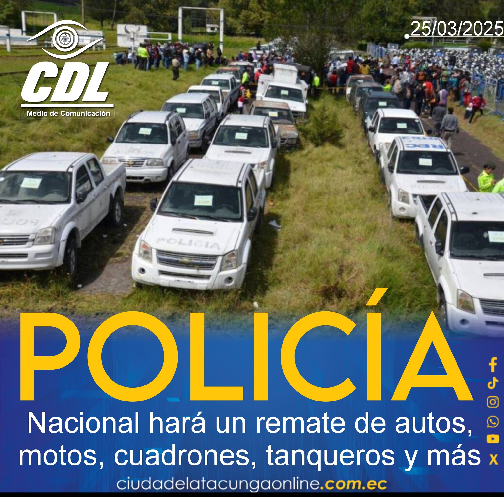 La Policía Nacional hará un remate de autos, motos, cuadrones, tanqueros y más