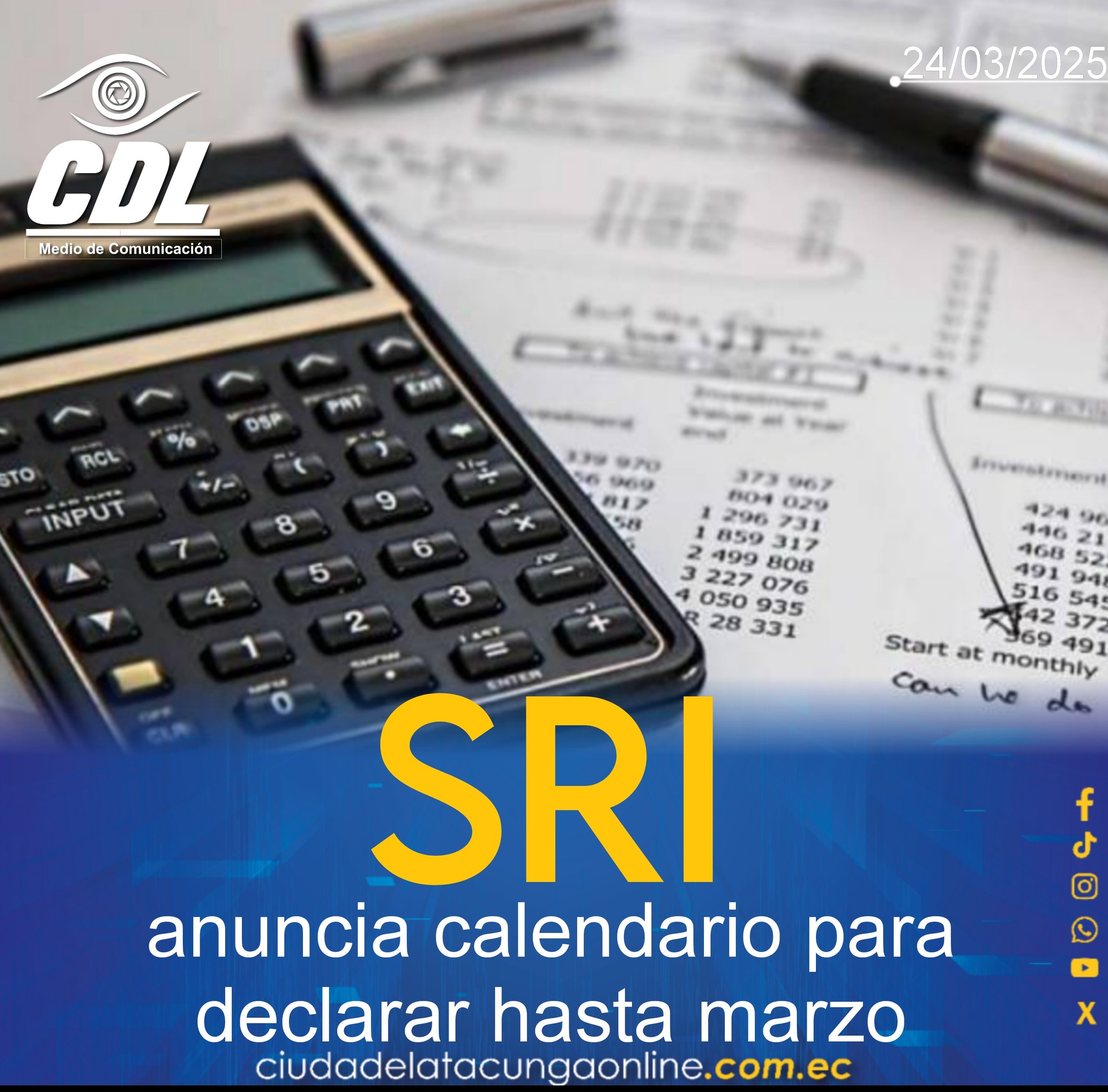 Impuesto a la Renta 2024: SRI anuncia calendario para declarar hasta marzo
