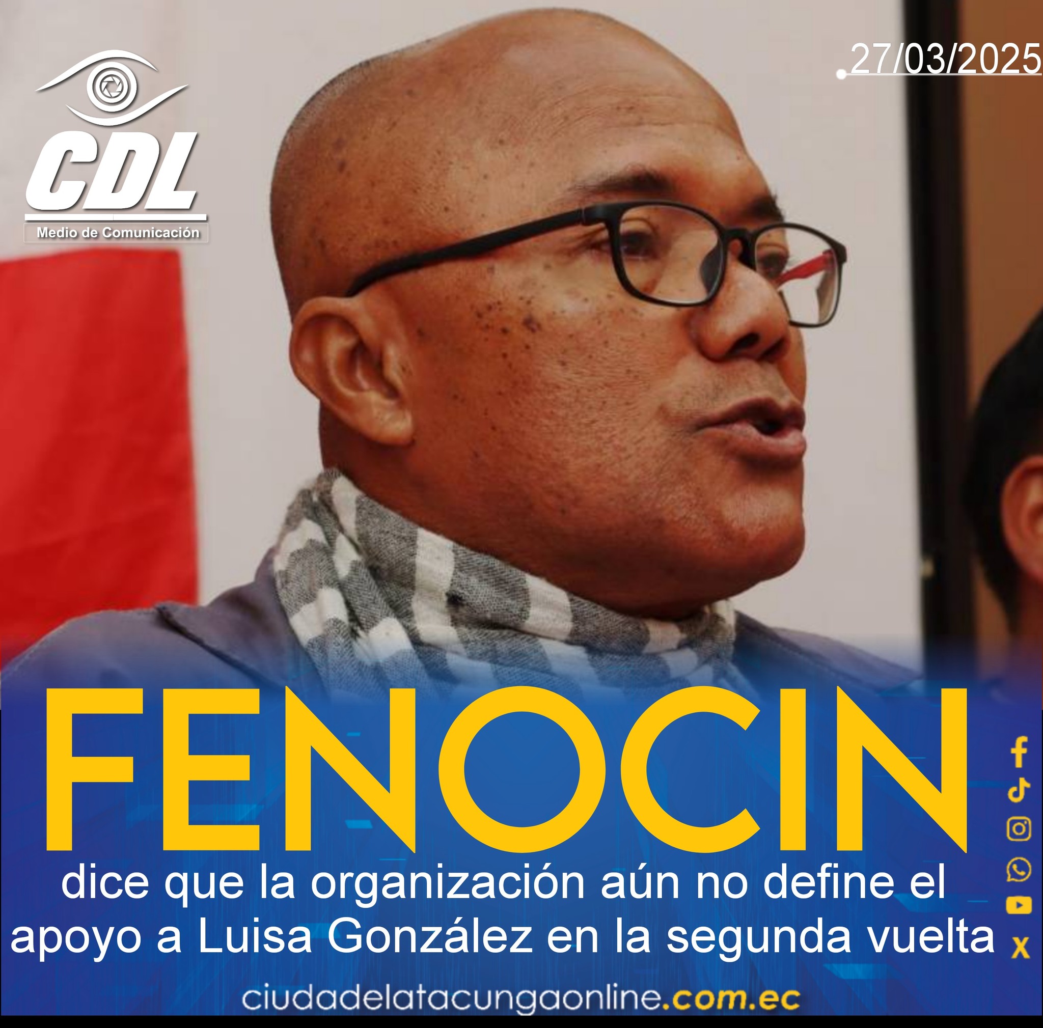 Fenocin dice que la organización aún no define el apoyo a Luisa González en la segunda vuelta