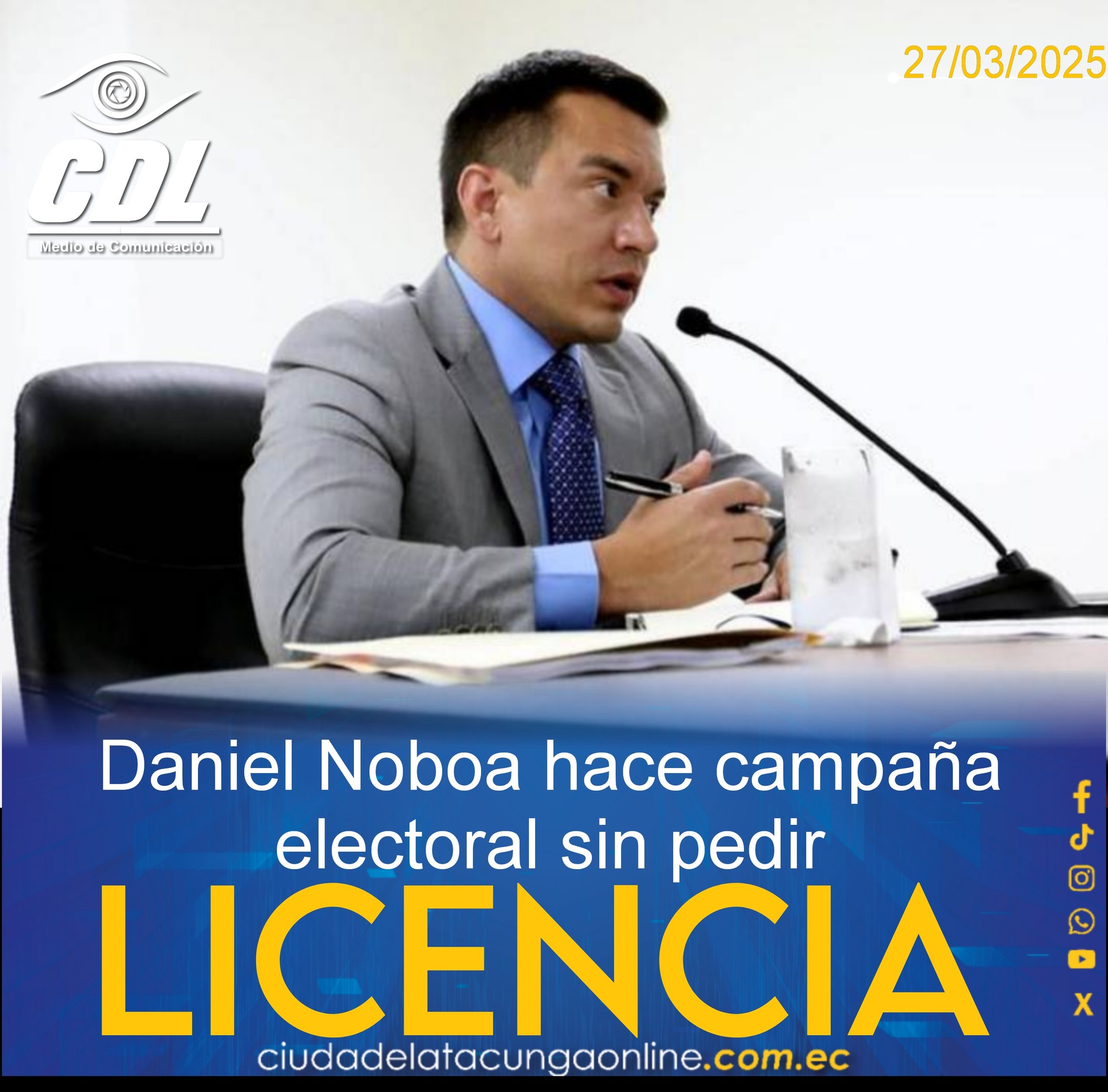 Daniel Noboa hace campaña electoral sin pedir licencia