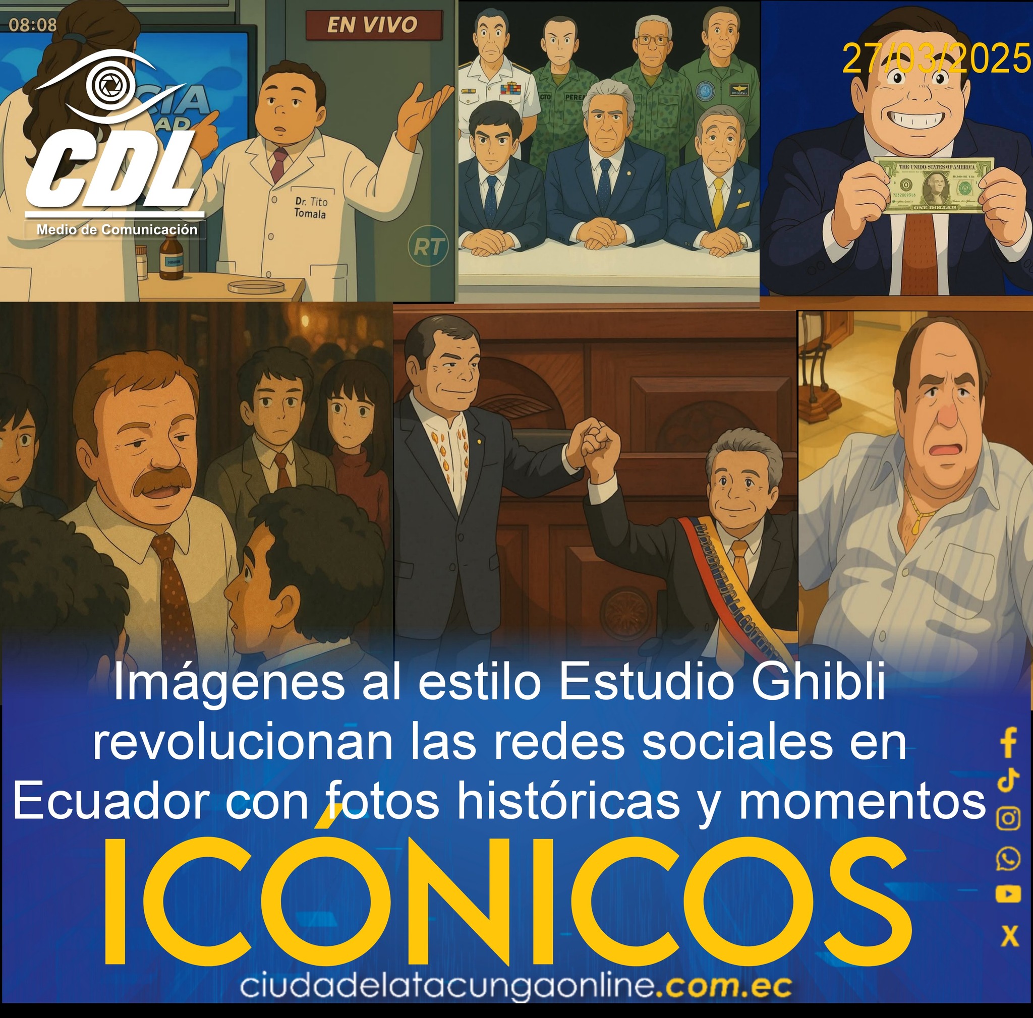 Imágenes al estilo Estudio Ghibli revolucionan las redes sociales en Ecuador con fotos históricas y momentos icónicos