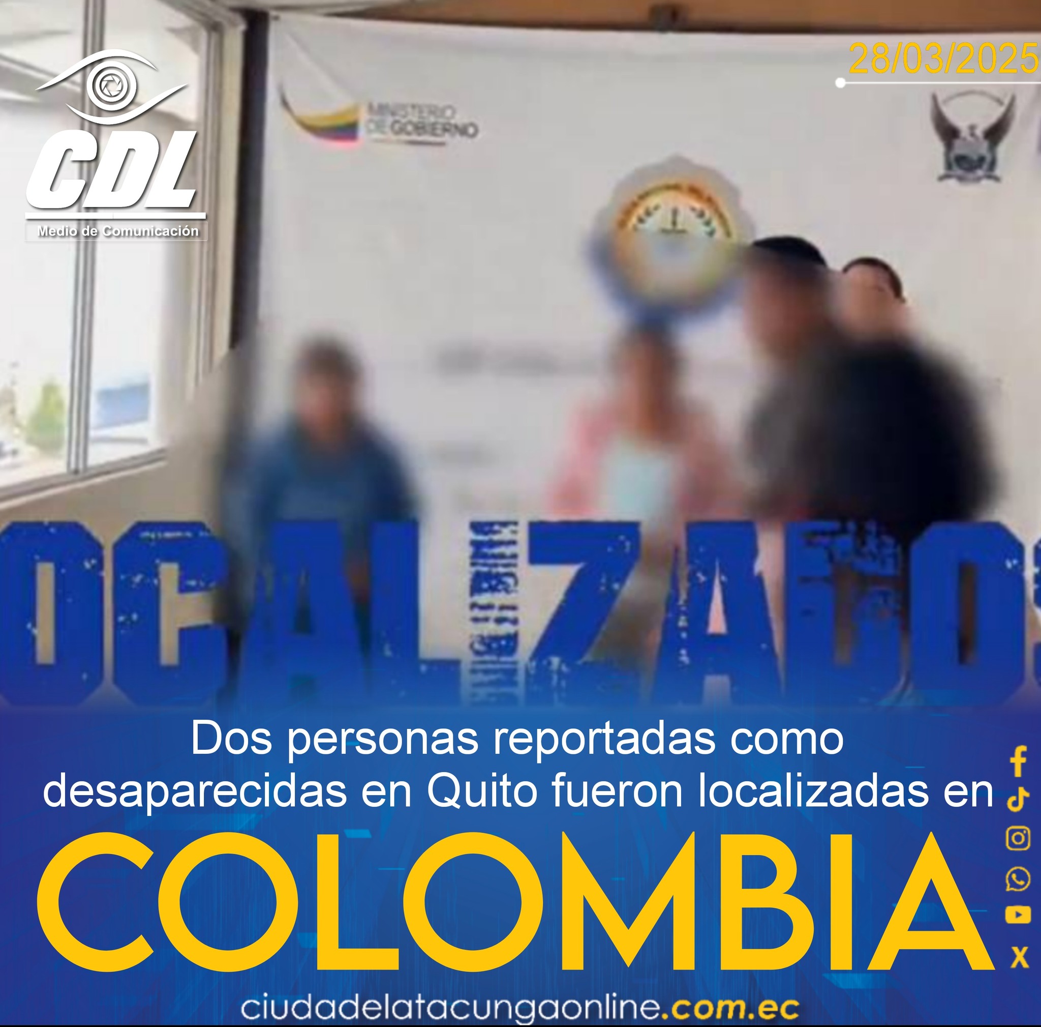 Dos personas reportadas como desaparecidas en Quito fueron localizadas en Colombia