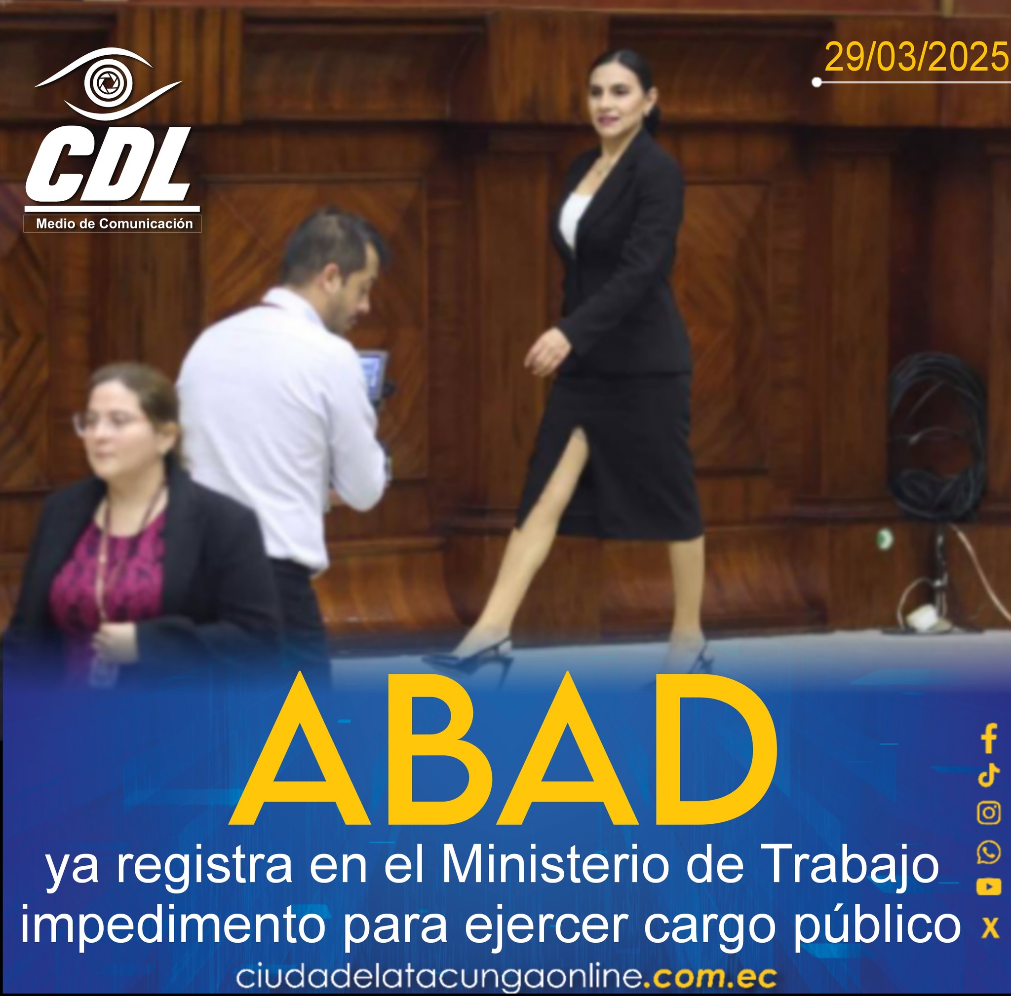 Verónica Abad ya registra en el Ministerio de Trabajo impedimento para ejercer cargo público