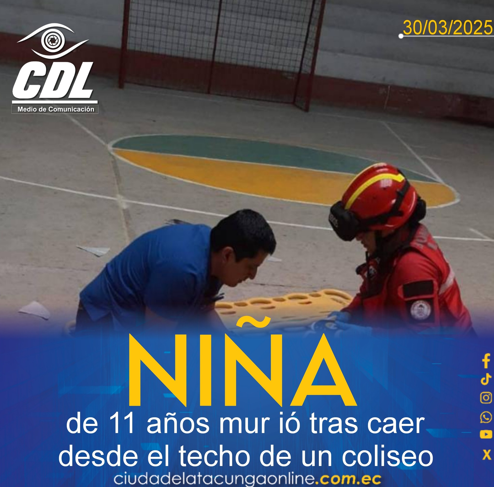 Niña de 11 años mur ió tras caer desde el techo de un coliseo