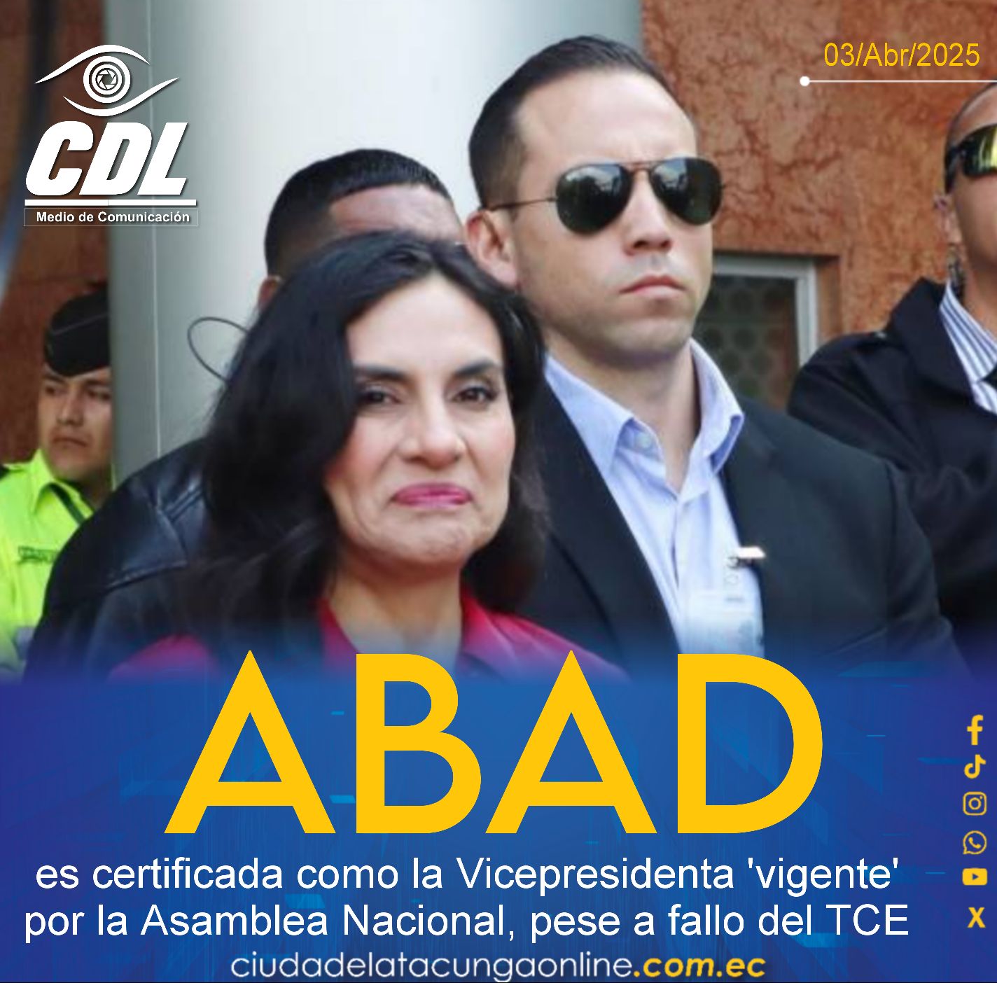 Verónica Abad es certificada como la Vicepresidenta ‘vigente’ por la Asamblea Nacional, pese a fallo del TCE