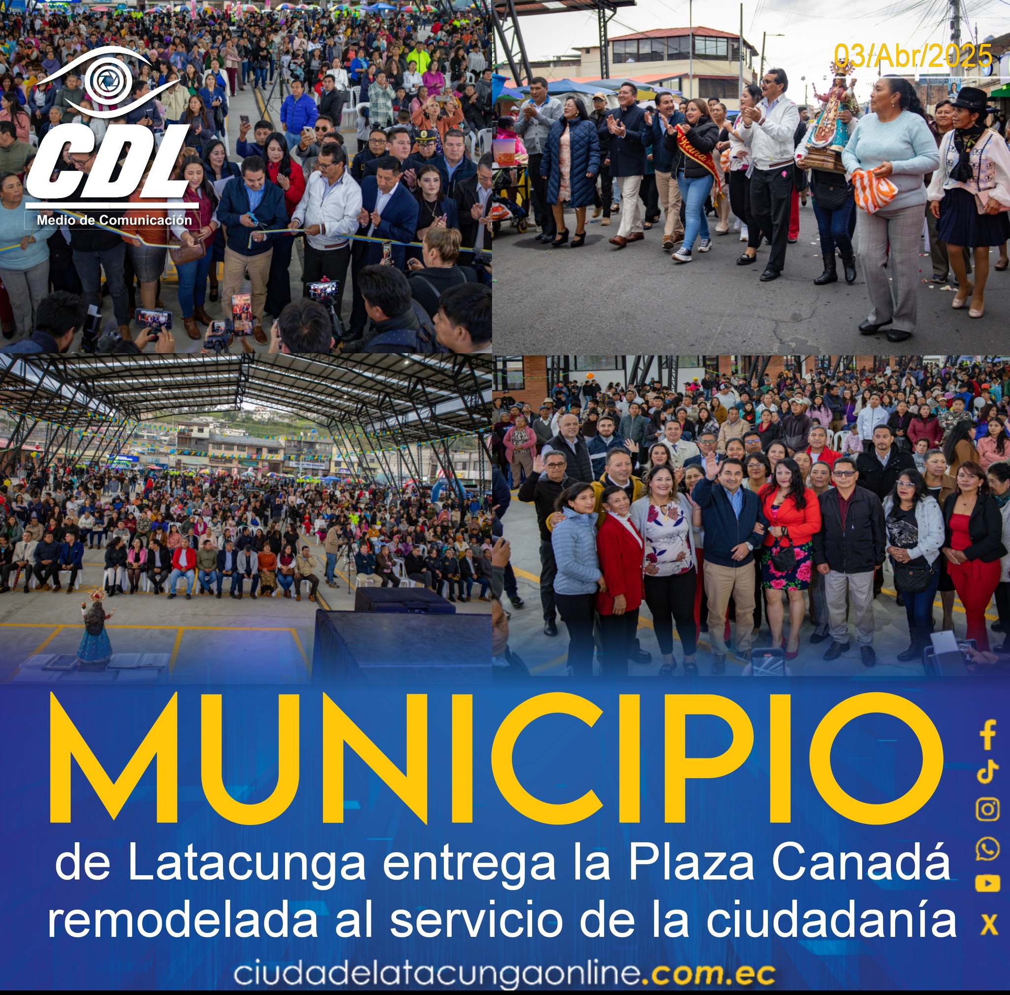 Municipio de Latacunga entrega la Plaza Canadá remodelada al servicio de la ciudadanía