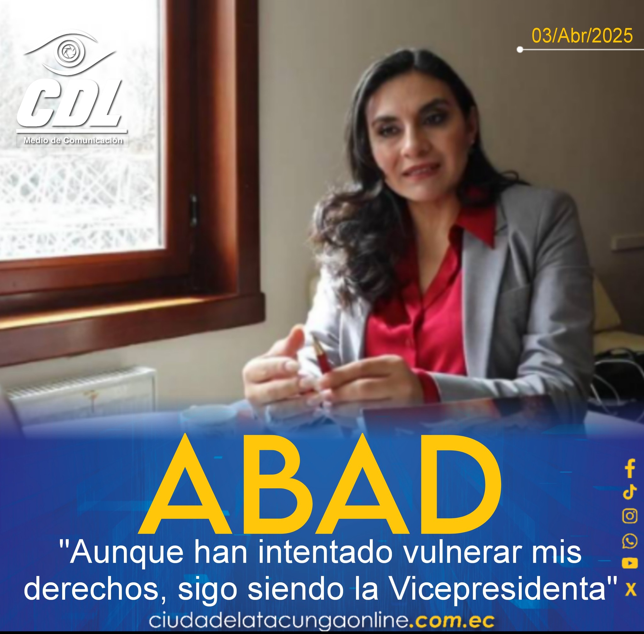 Verónica Abad: «Aunque han intentado vulnerar mis derechos, sigo siendo la Vicepresidenta»