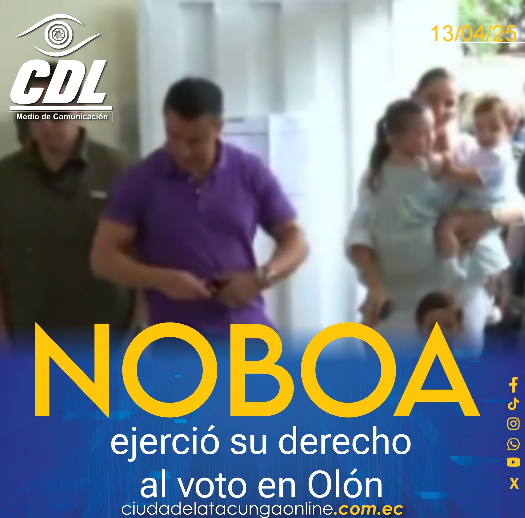 Presidente Daniel Noboa ejerció su derecho al voto en Olón