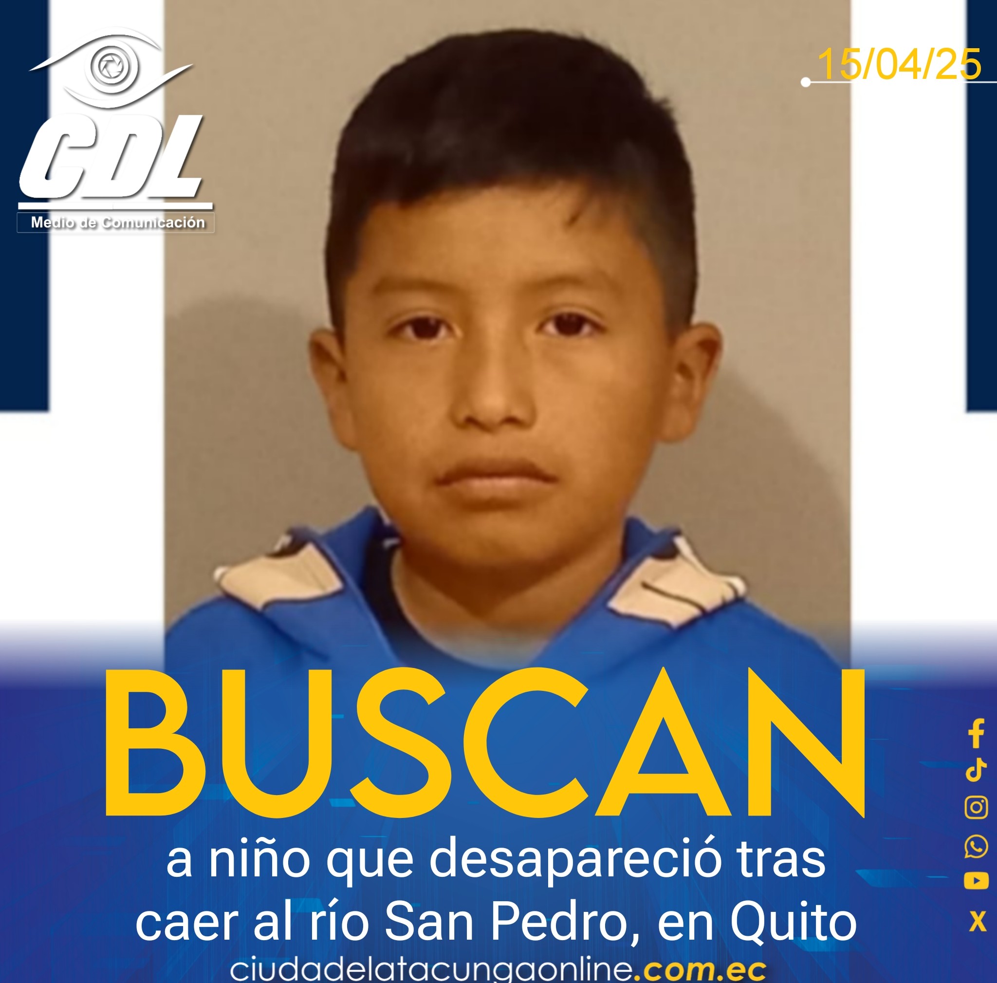 Buscan a niño que desapareció tras caer al río San Pedro, en Quito