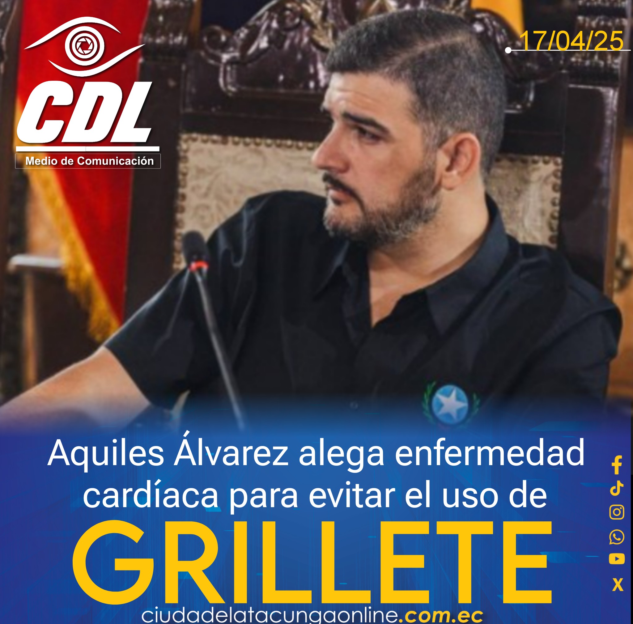 Aquiles Álvarez alega enfermedad cardíaca para evitar el uso de grillete electrónico