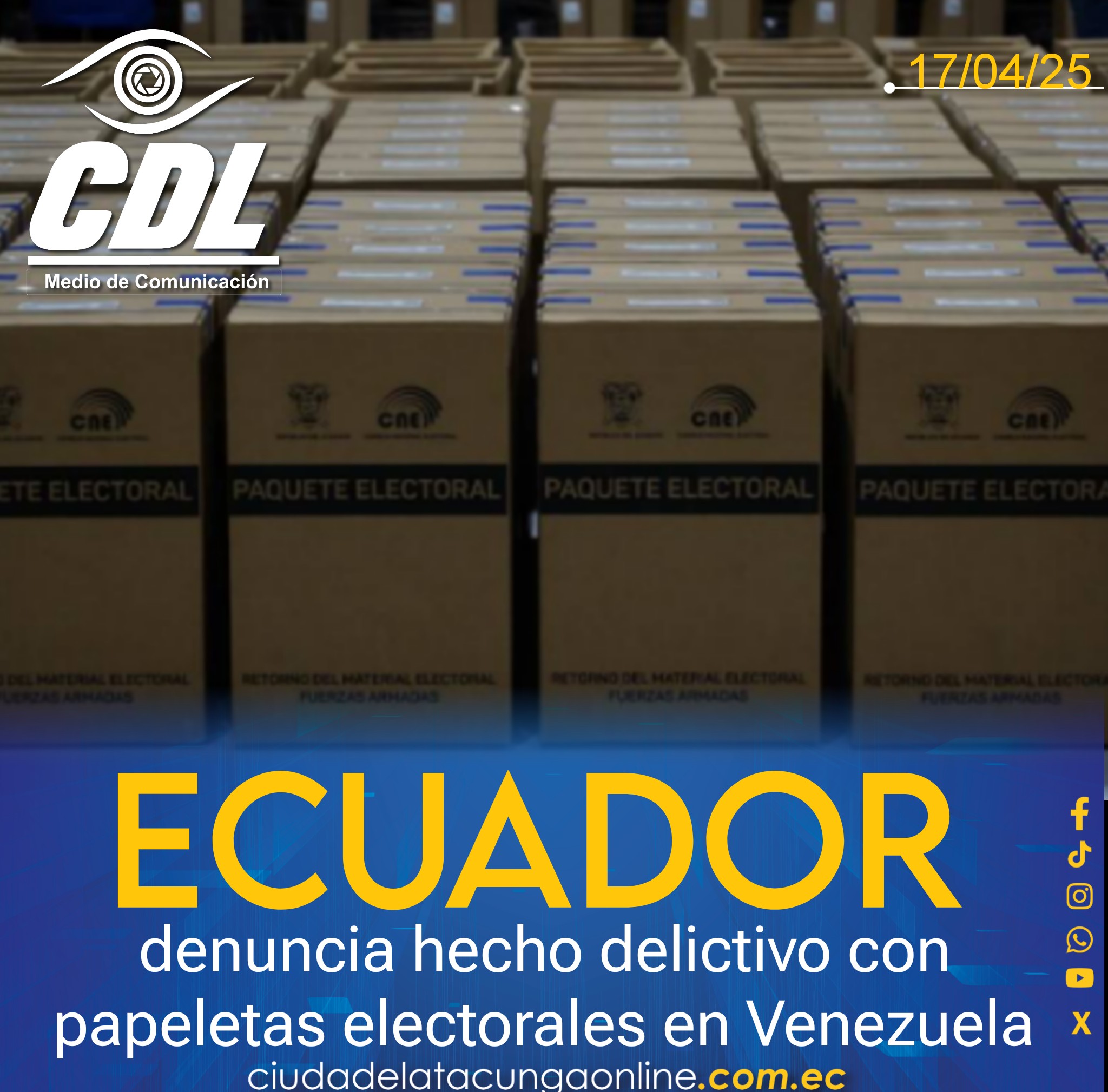 Ecuador denuncia hecho delictivo con papeletas electorales en Venezuela