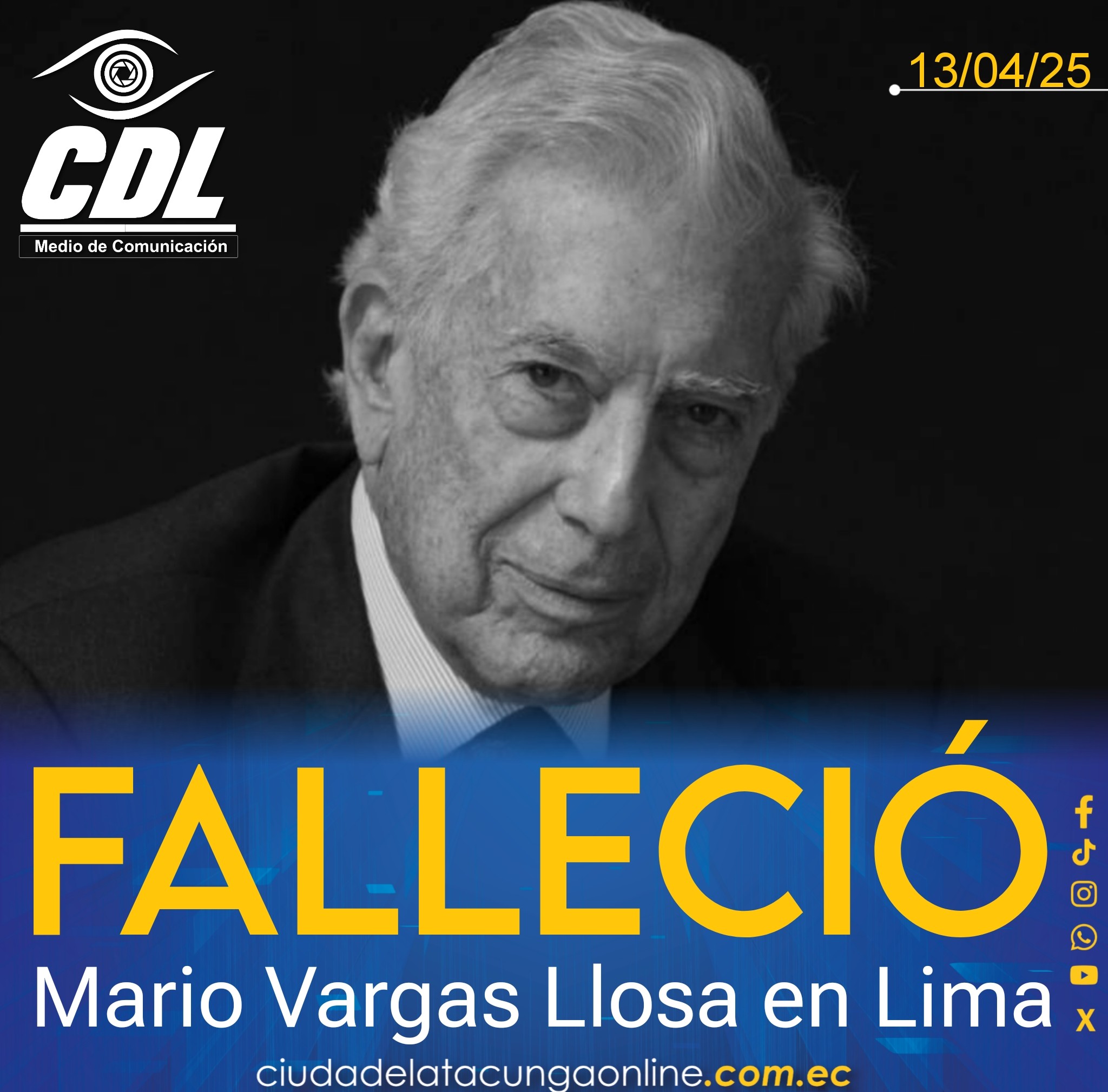 Falleció Mario Vargas Llosa en Lima