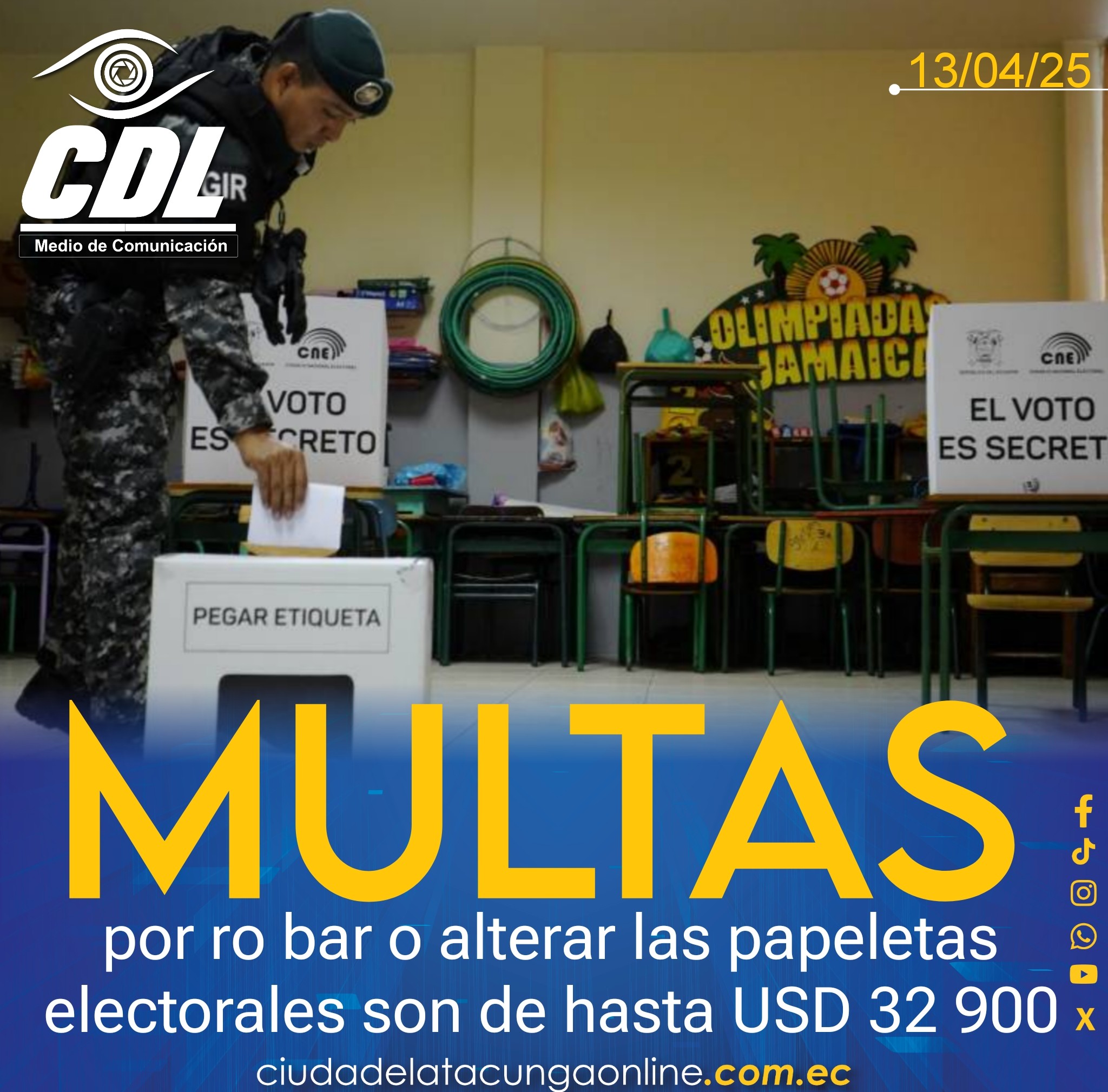 Elecciones Ecuador 2025 | Las multas por robar o alterar las papeletas electorales son de hasta USD 32 900