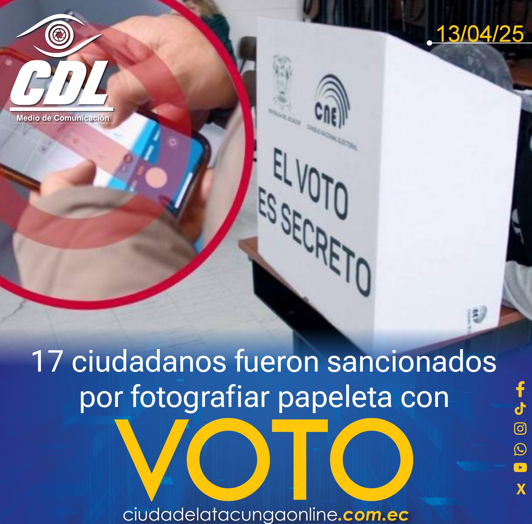 17 ciudadanos fueron sancionados por fotografiar papeleta con voto