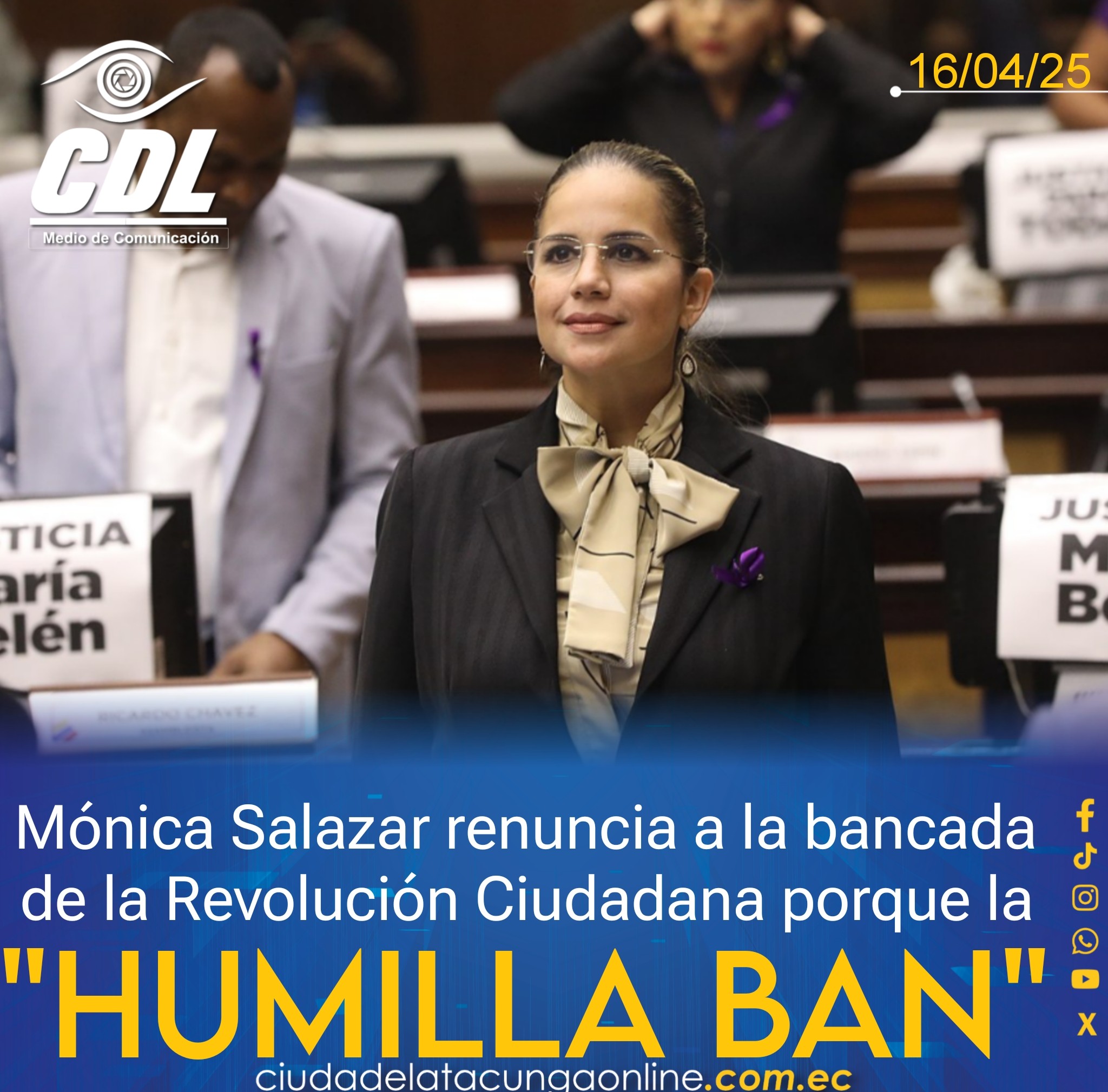 Mónica Salazar renuncia a la bancada de la Revolución Ciudadana porque la “humi llaban”
