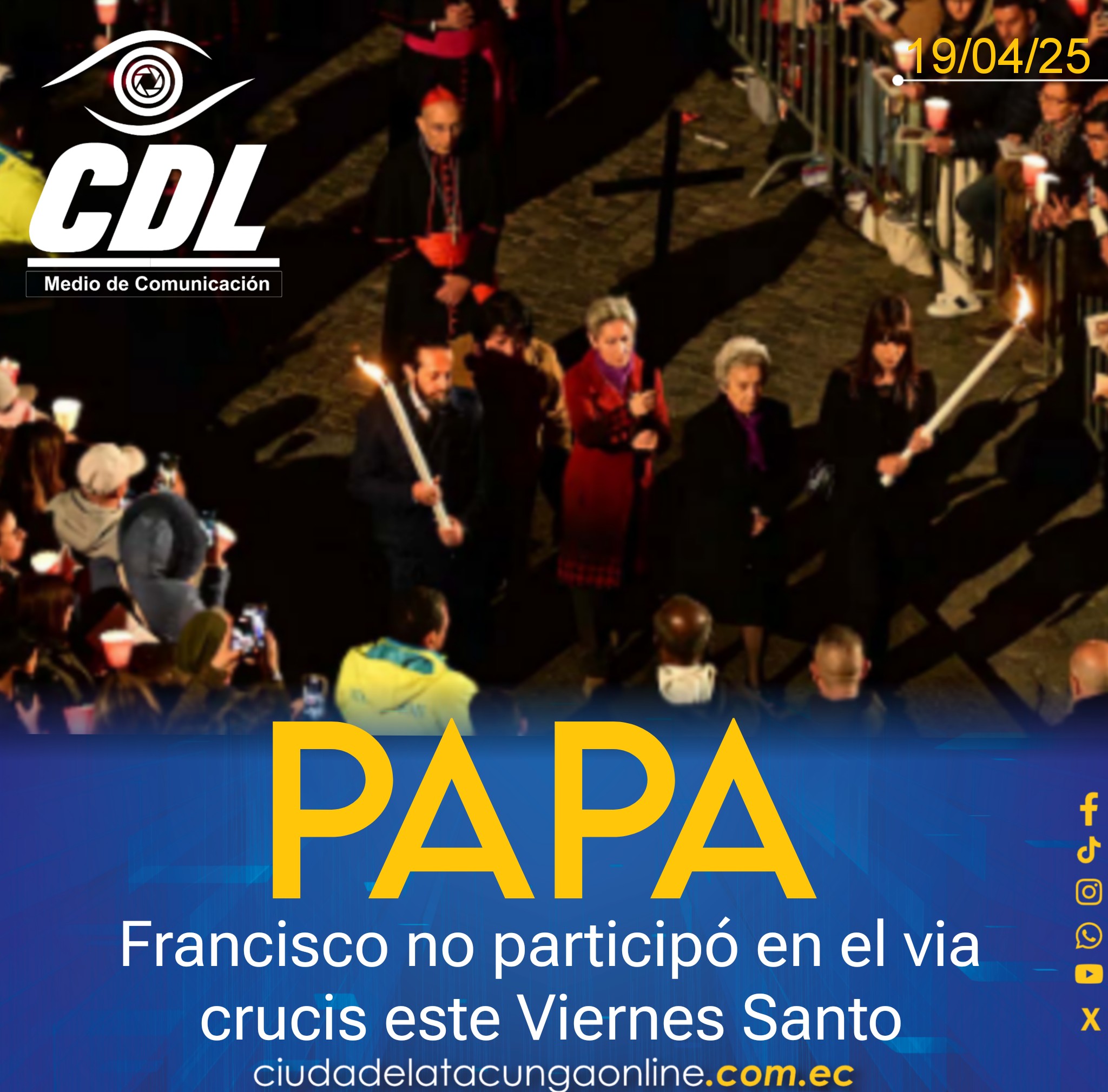 El papa Francisco no participó en el via crucis este Viernes Santo