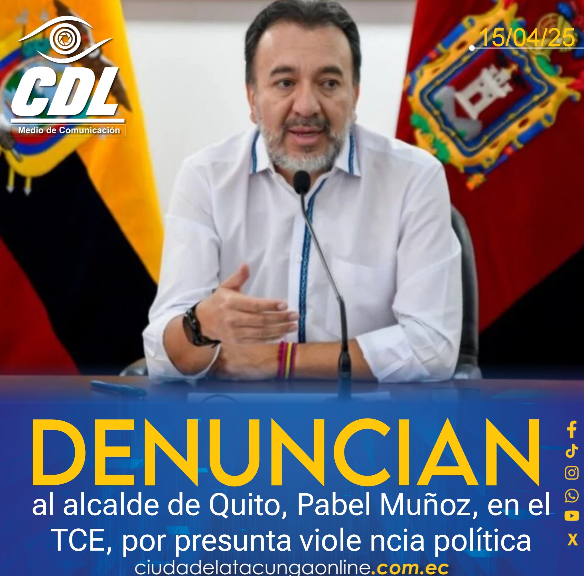 Denuncian al alcalde de Quito, Pabel Muñoz, en el TCE, por presunta viole ncia política