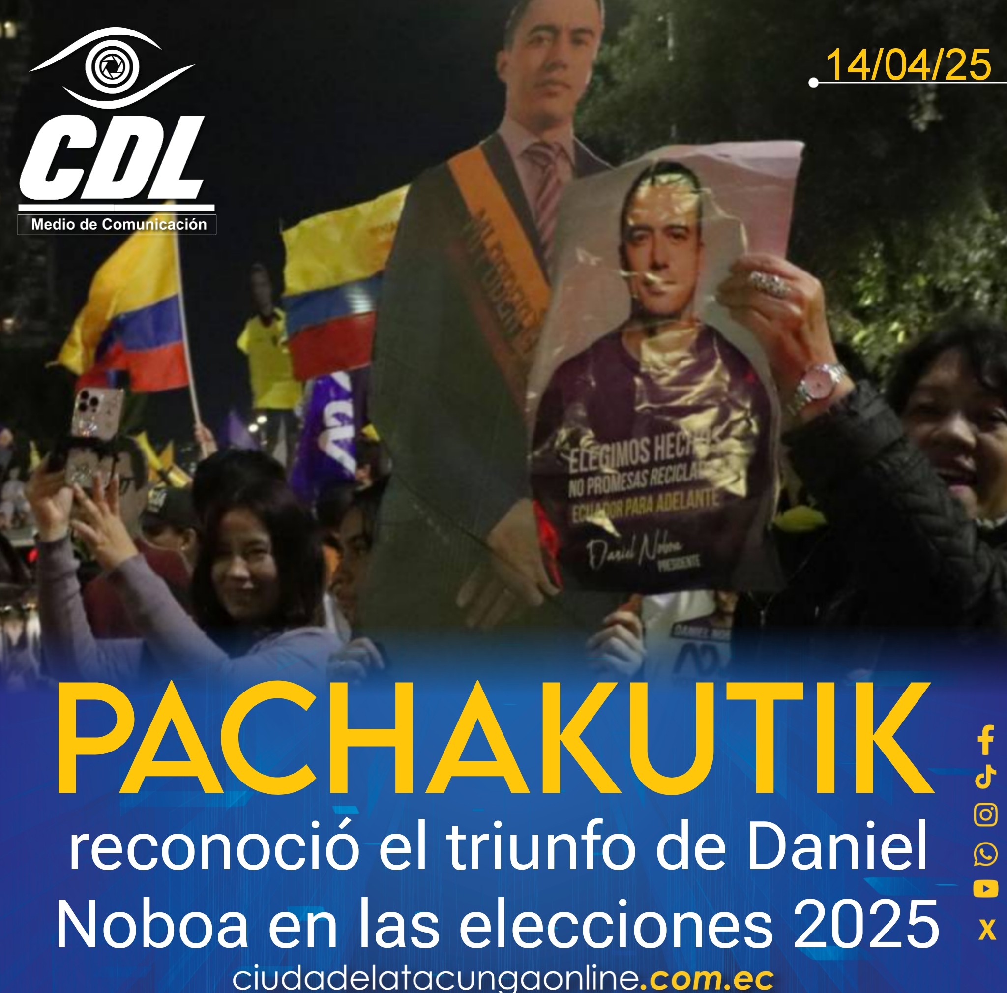 Pachakutik reconoció el triunfo de Daniel Noboa en las elecciones 2025